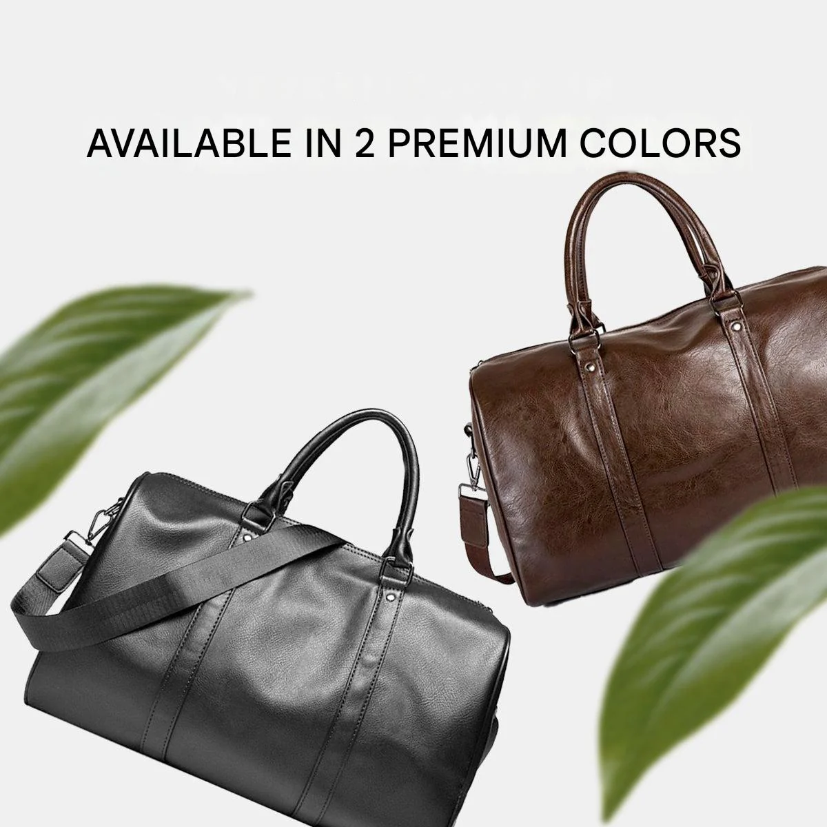 Large PU Leather Travel Duffel Bag Lightweight Carry On Weekender 45cm - Image 5