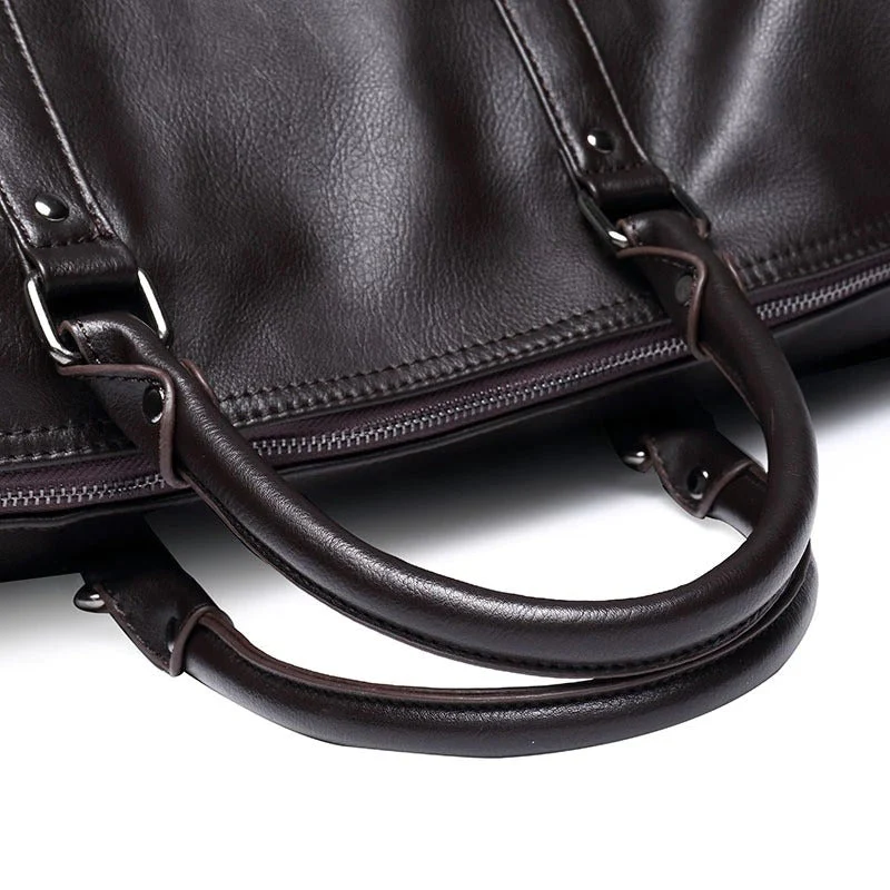 Large PU Leather Travel Duffel Bag Lightweight Carry On Weekender 45cm - Image 6