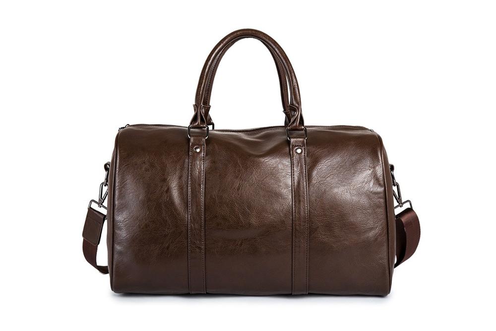 Large PU Leather Travel Duffel Bag Lightweight Carry On Weekender 45cm - Image 7