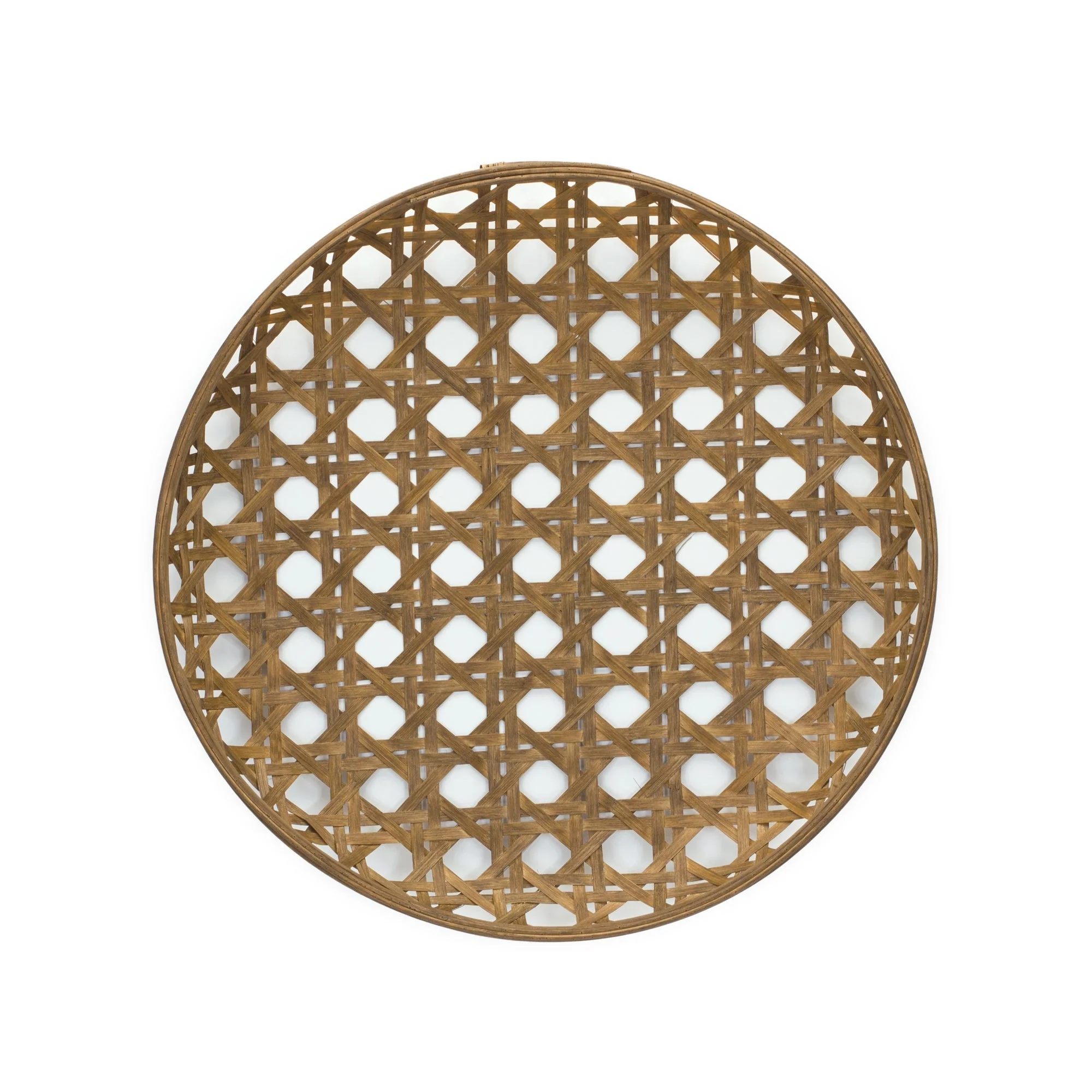 Large Round Bamboo Wooden Tray 22.25"D - Image 2