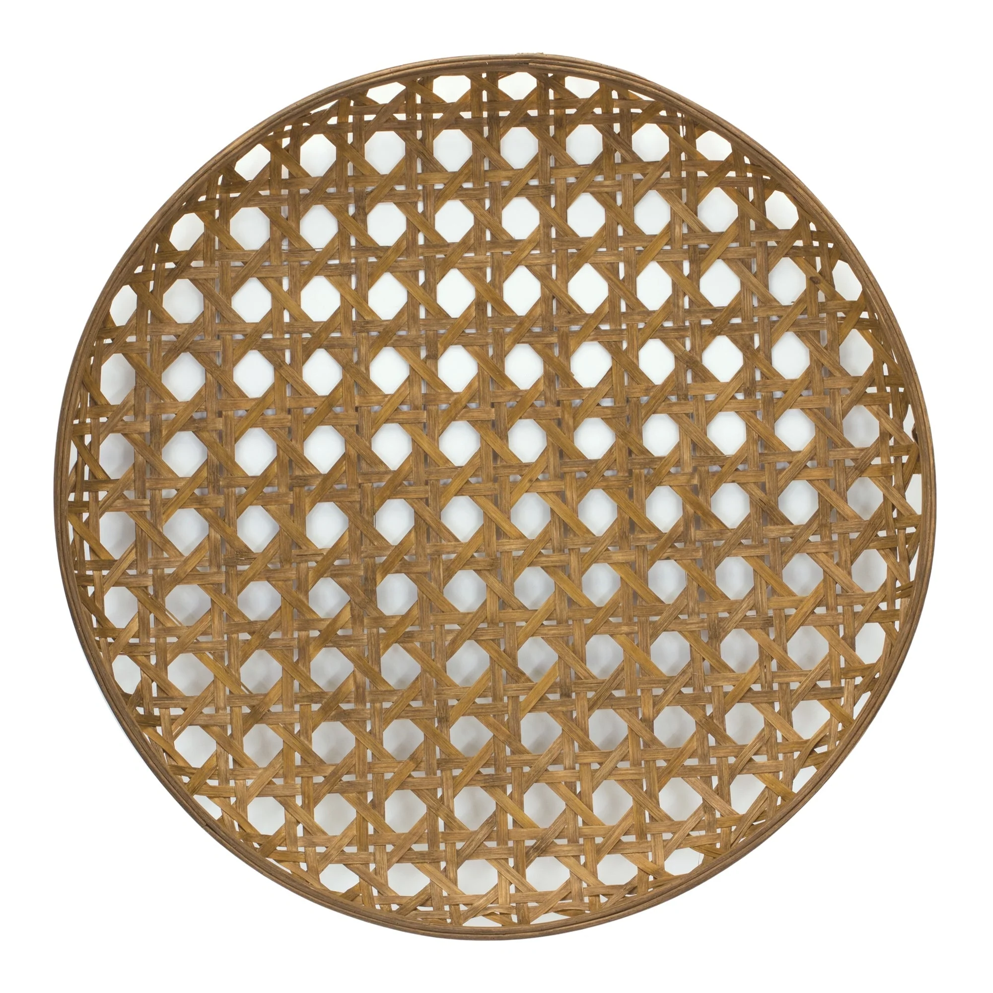 Large Round Bamboo Wooden Tray 26"D - Image 2