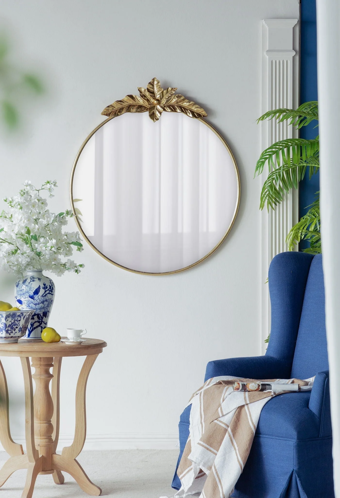 Large Round Wall Mirror With Metal Frame Circle Accent Mirror For Living Room Bedroom Entryway - Gold - Image 2