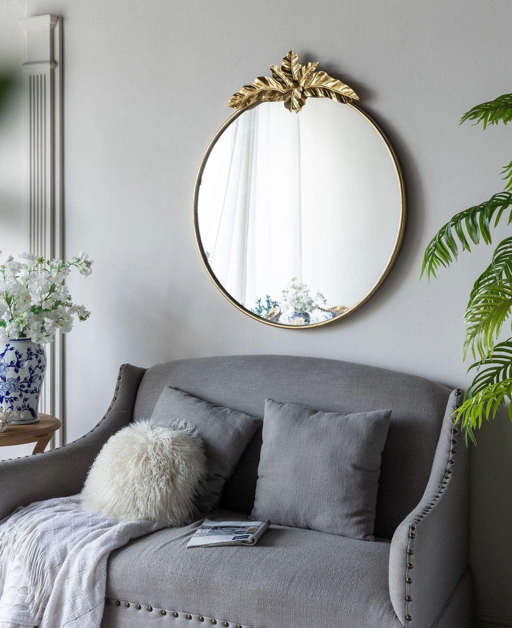 Large Round Wall Mirror With Metal Frame Circle Accent Mirror For Living Room Bedroom Entryway - Gold - Image 9