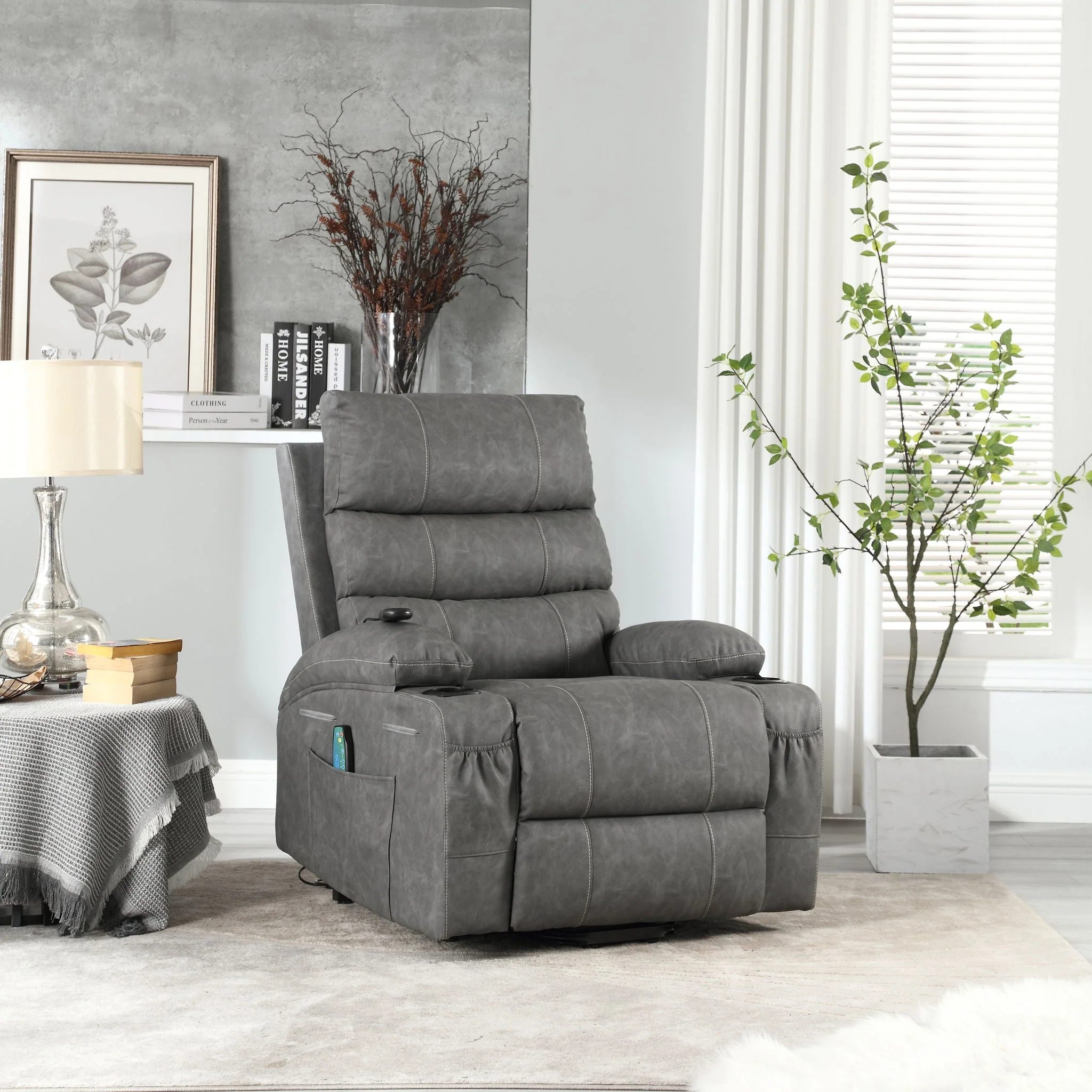 Large Size Electric Power Lift Recliner Chair Sofa With 8 Point Vibration Massage And Lumbar Heat - Image 10