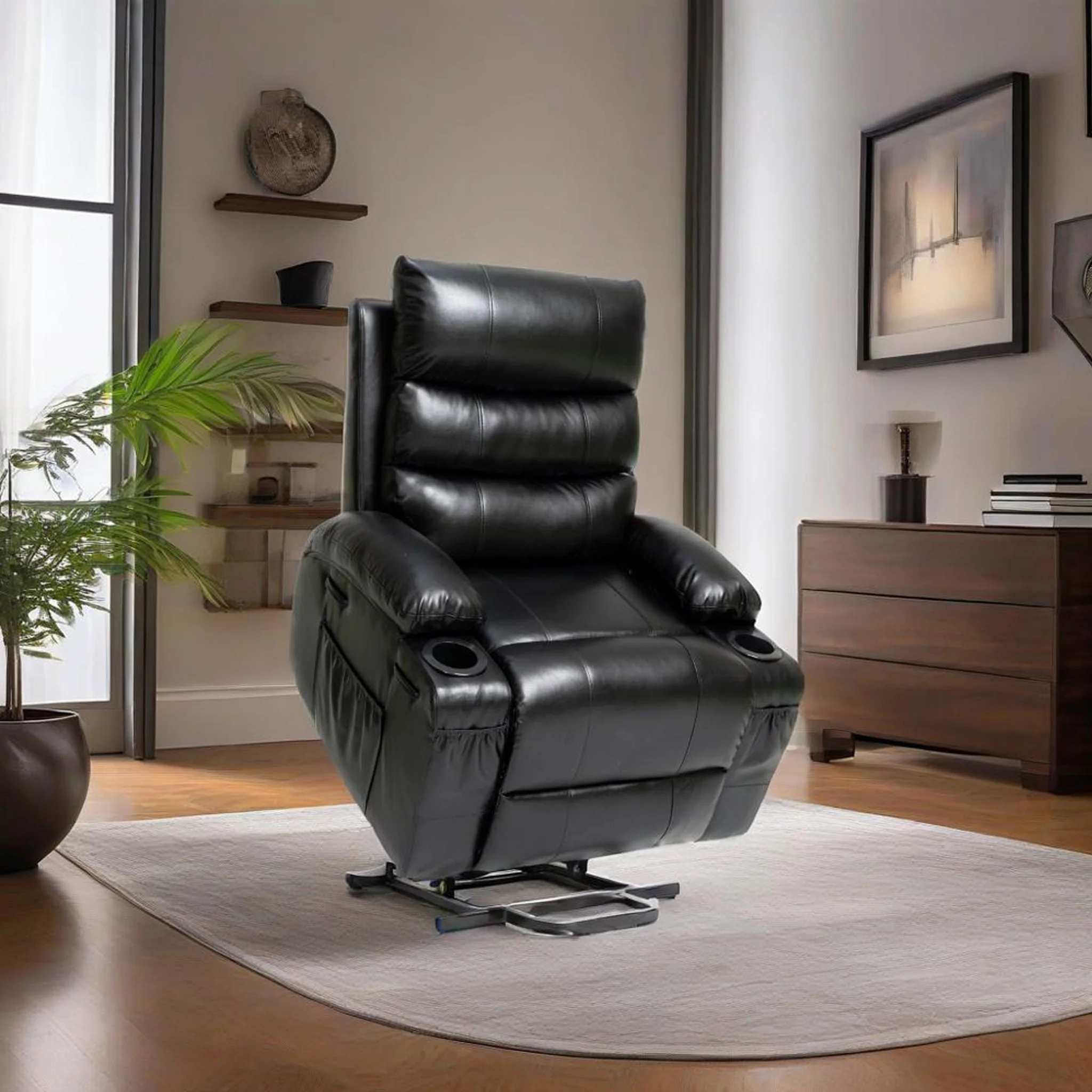 Large Size Electric Power Lift Recliner Chair Sofa With 8 Point Vibration Massage And Lumbar Heat - Image 11