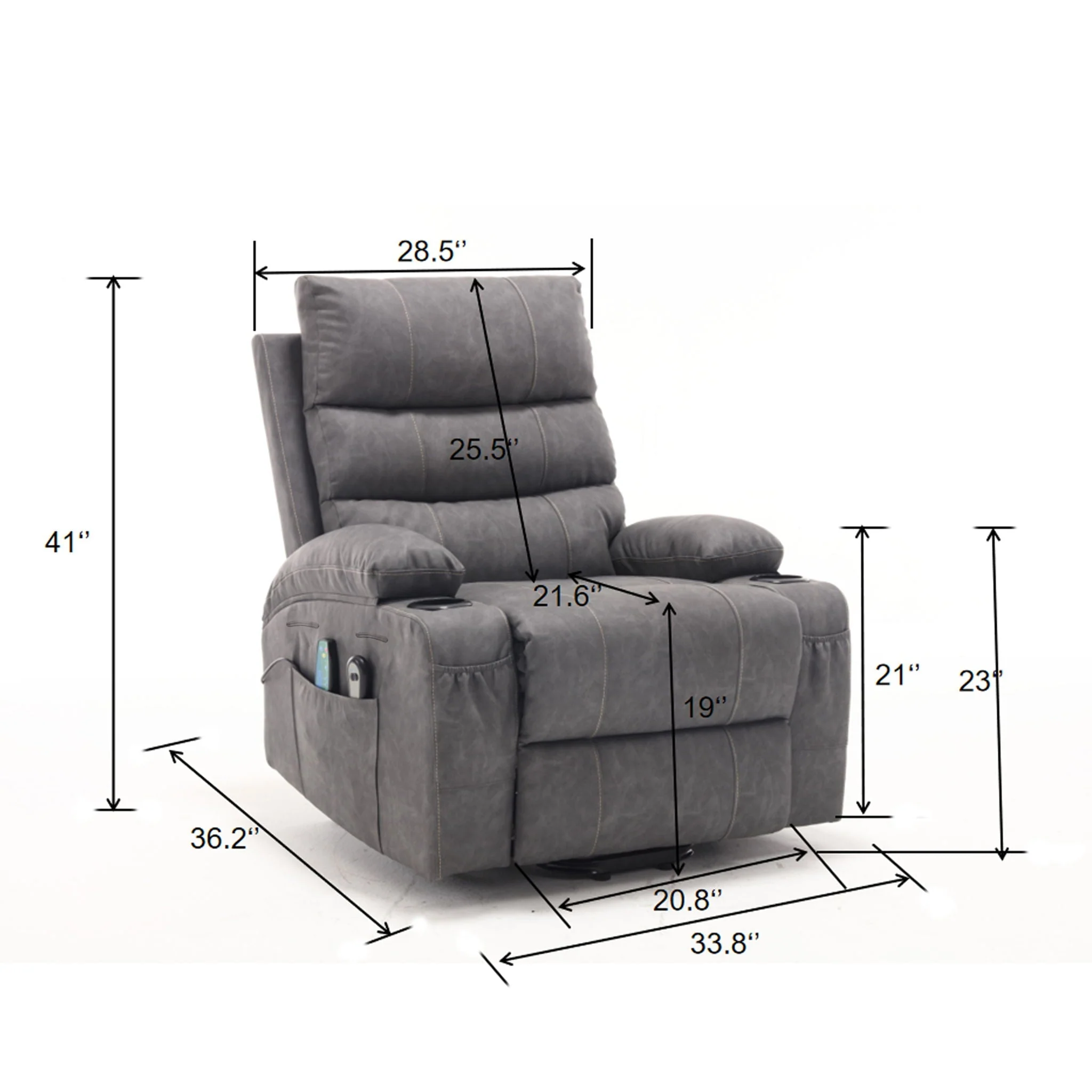Large Size Electric Power Lift Recliner Chair Sofa With 8 Point Vibration Massage And Lumbar Heat - Image 12