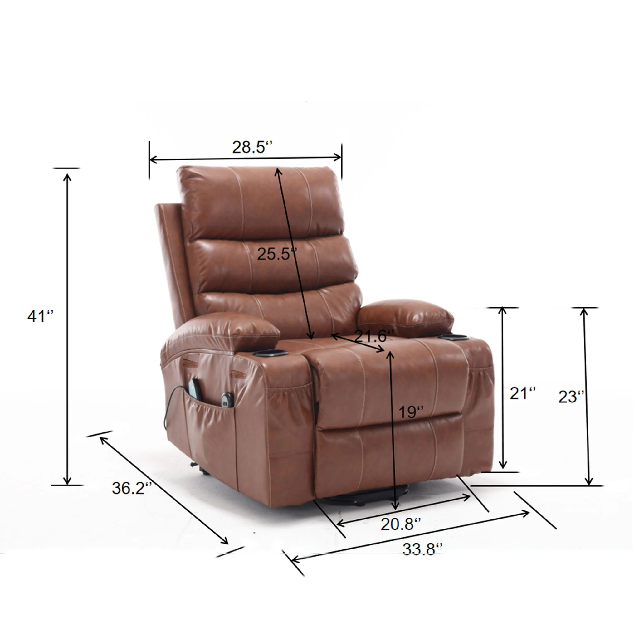 Large Size Electric Power Lift Recliner Chair Sofa With 8 Point Vibration Massage And Lumbar Heat - Image 7
