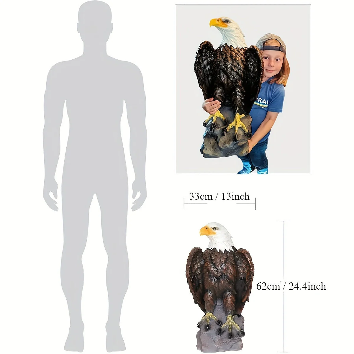 Large Standing Bald Eagle Garden Sculpture - Image 4
