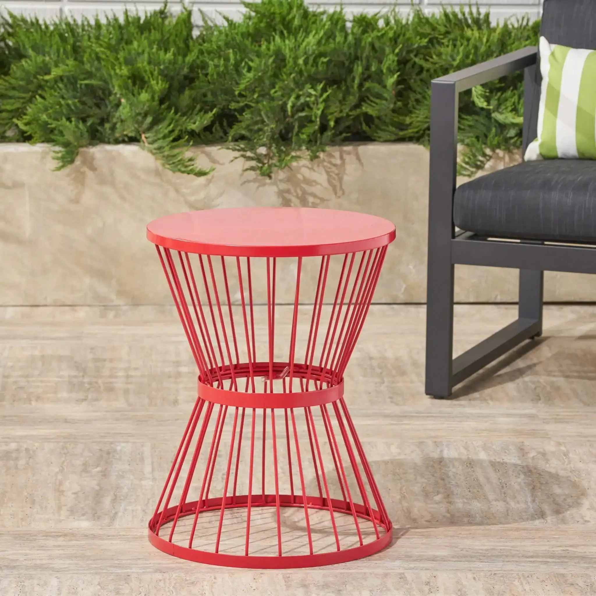 Lassen - Modern Outdoor Side Table with Hourglass Design - Image 4