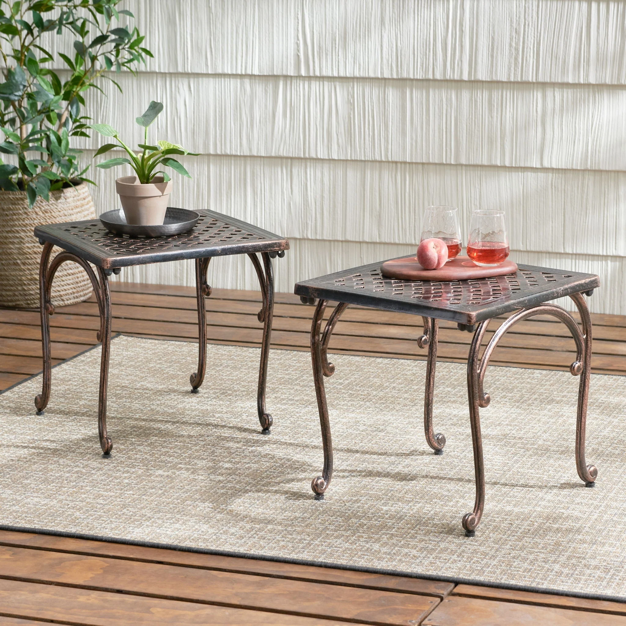 Laughlin Traditional Style Cast End Table Set - Antique Espresso - Image 2