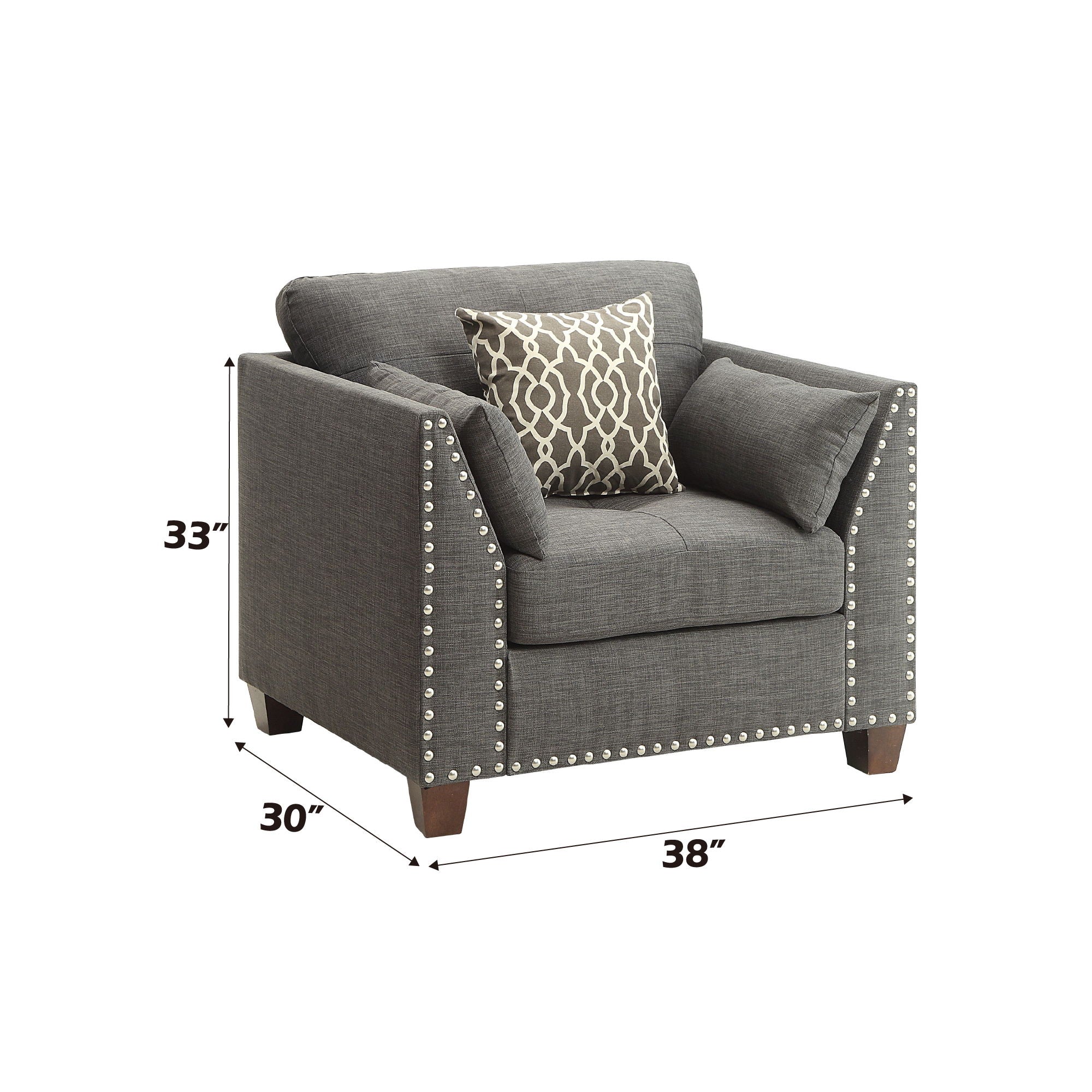 Laurissa - Chair With 3 Pillows - Light Charcoal - Image 4