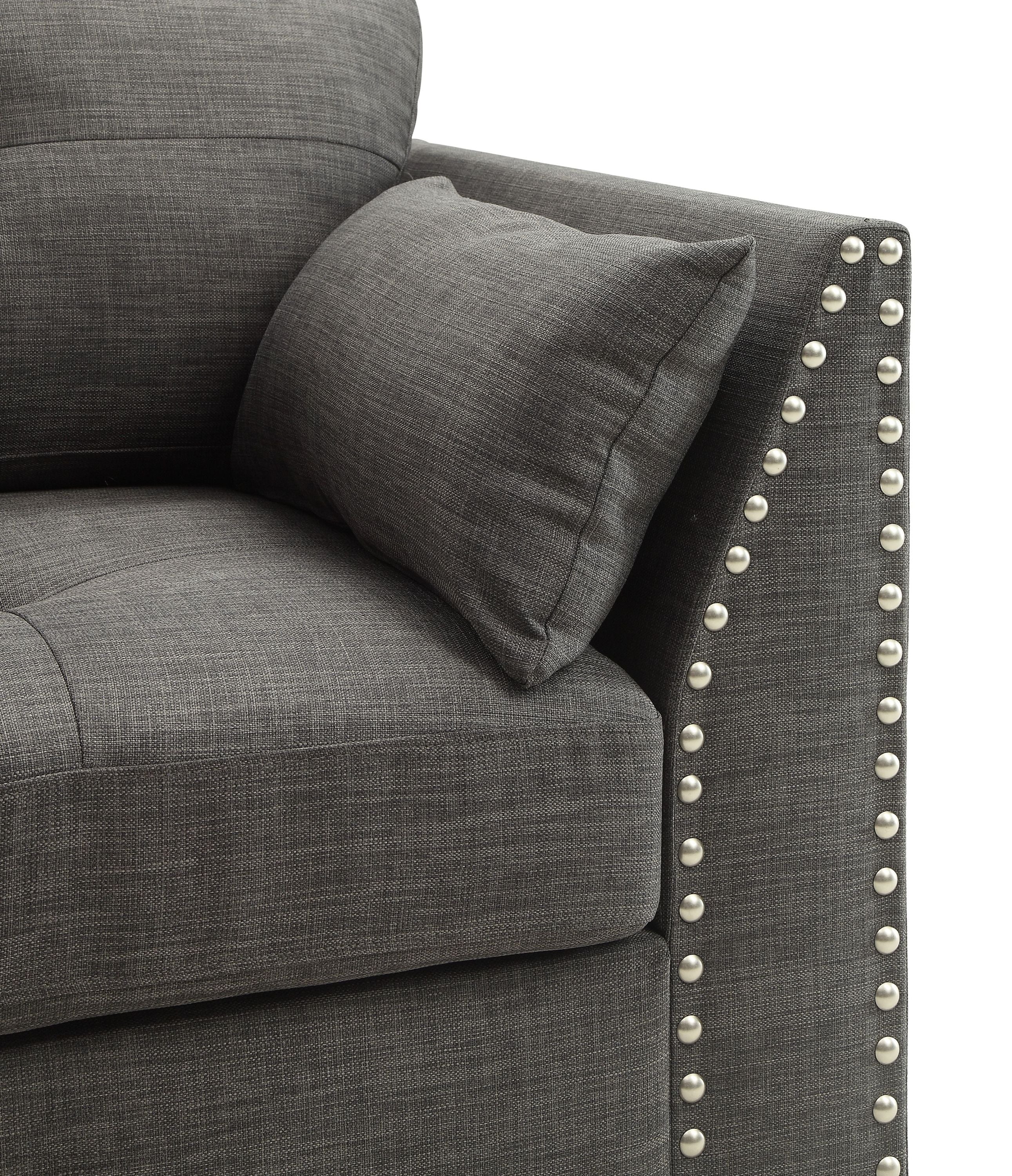 Laurissa Light Charcoal Linen Chair with 3 Pillows - Image 4