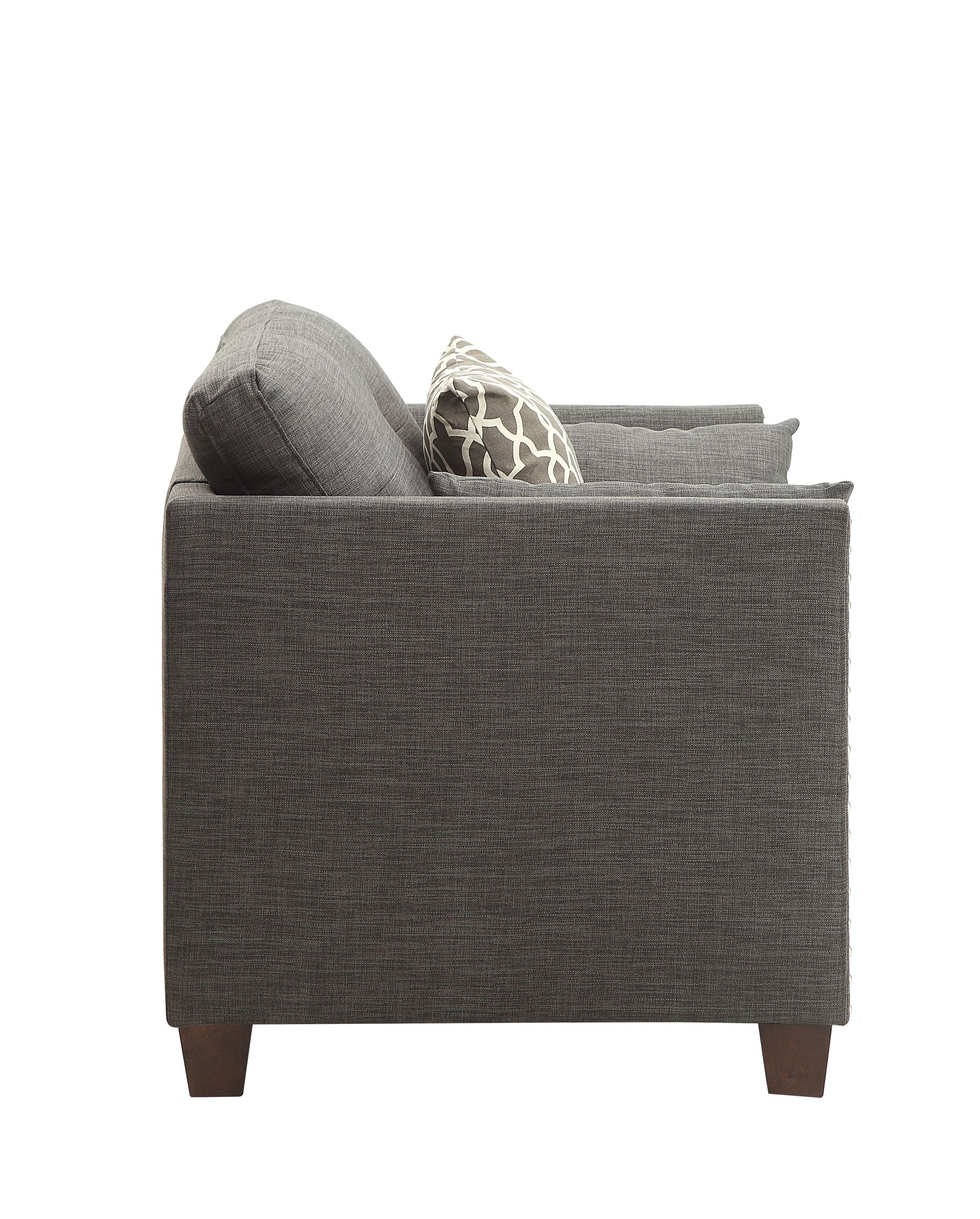 Laurissa Light Charcoal Linen Chair with 3 Pillows - Image 6