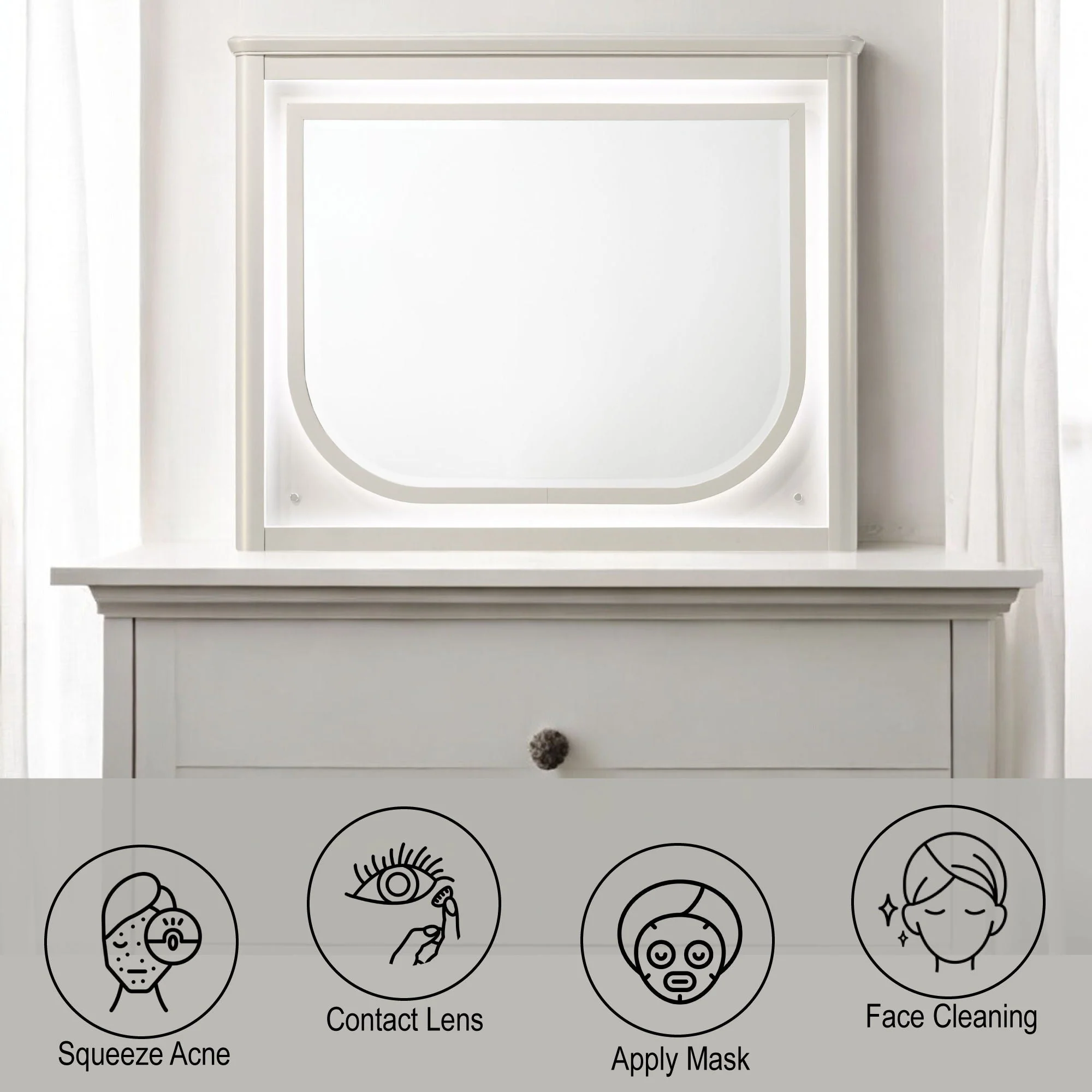 Laveda - Mirror With LED - White - Image 2