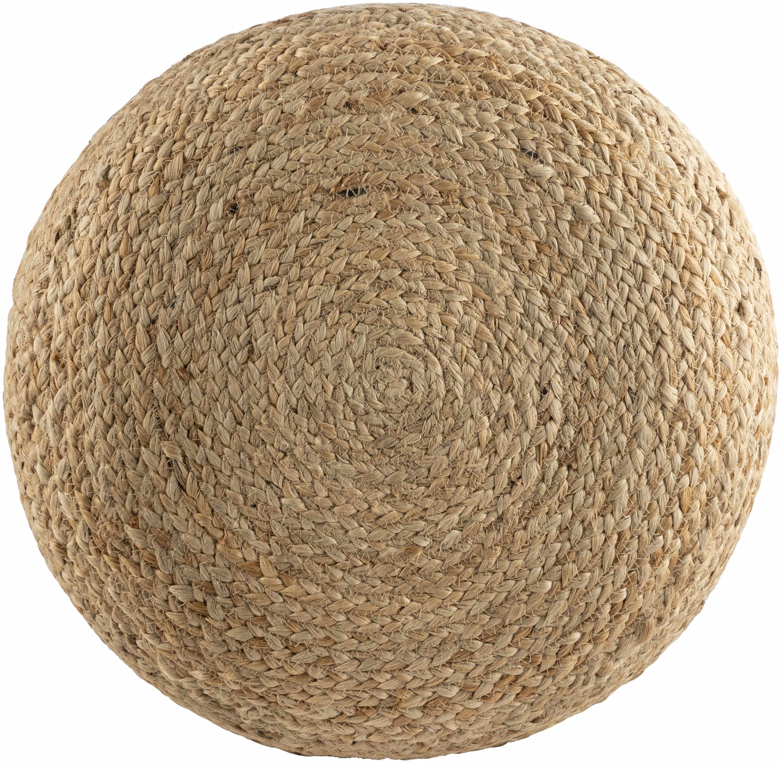 Lavertezzo Brick Red Knitted Beige Cotton Pouf - Image 2
