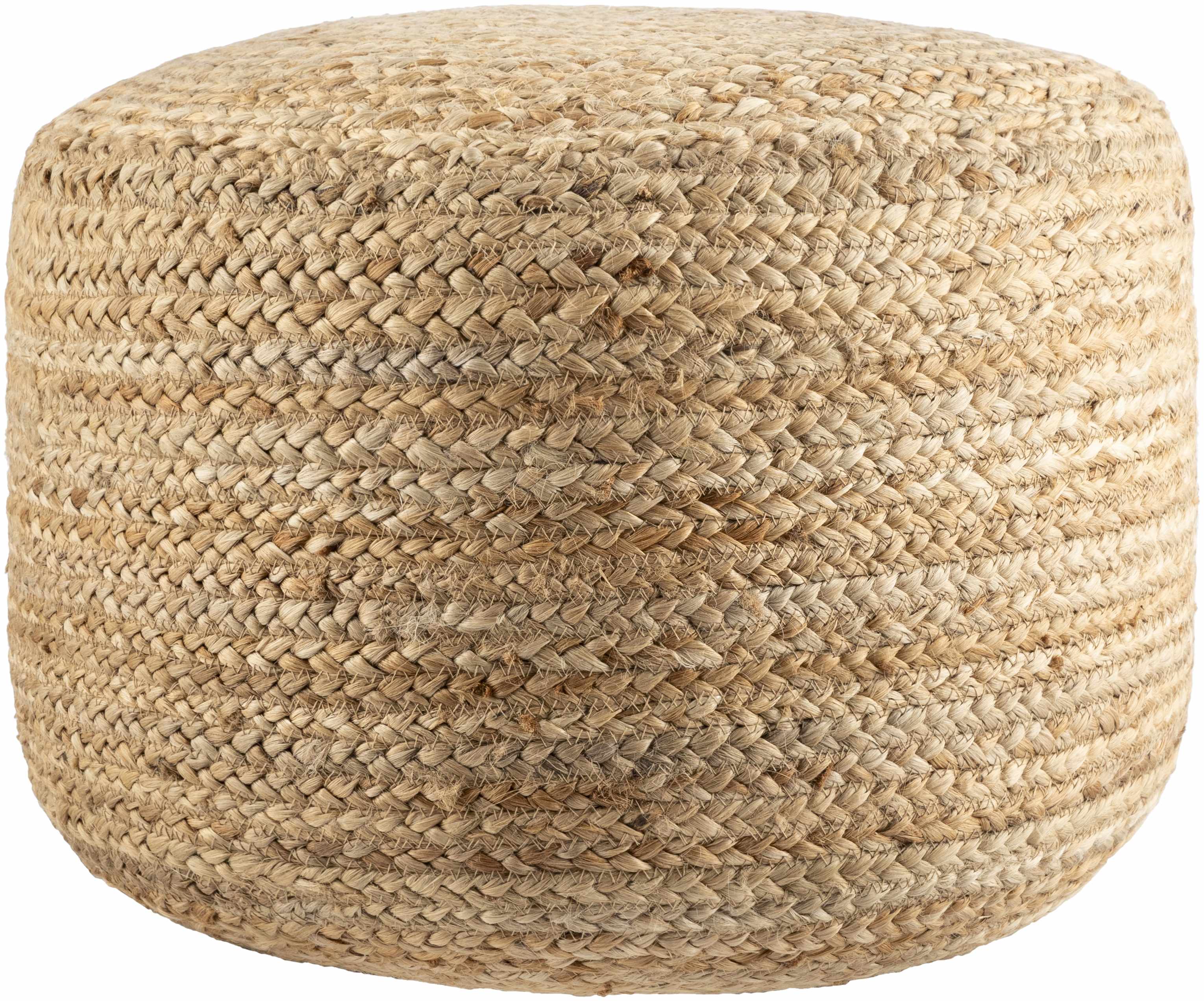 Lavertezzo Brick Red Knitted Beige Cotton Pouf - Image 4