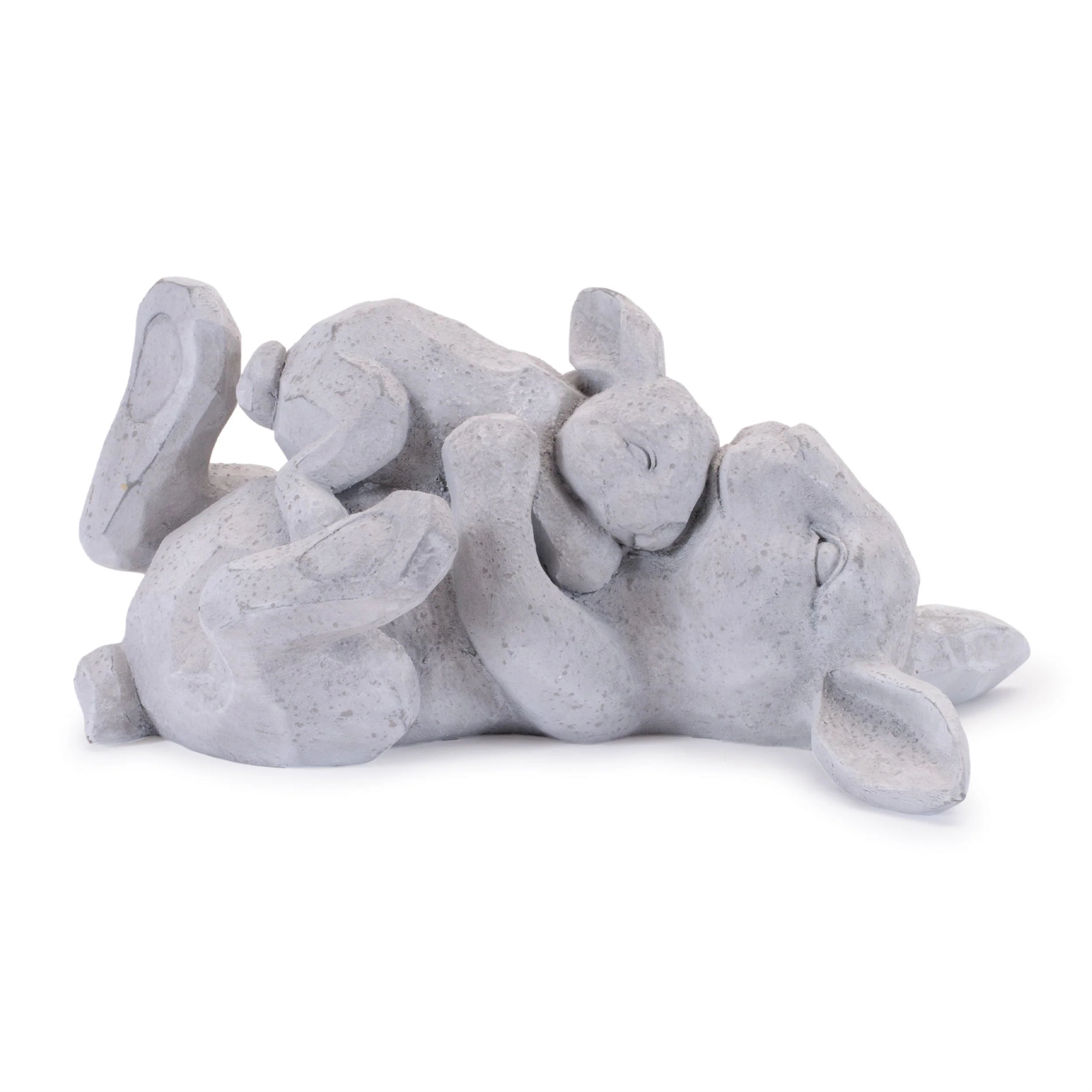 Laying Rabbit with Baby Bunny Figurine Set of 2 - Image 2