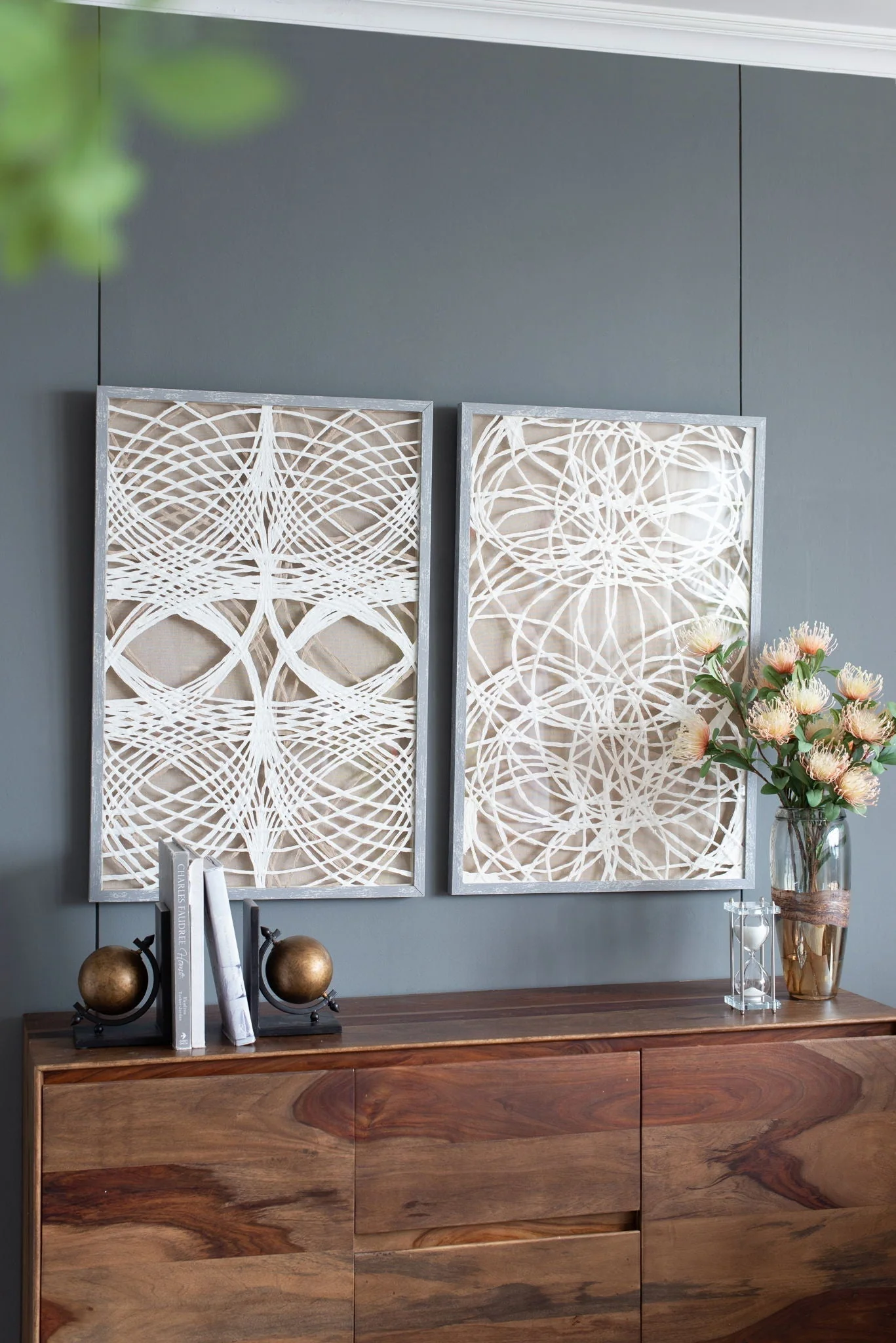 Leaf Shadow Box Wall Decor (Set of 2) - White / Gray - Image 4