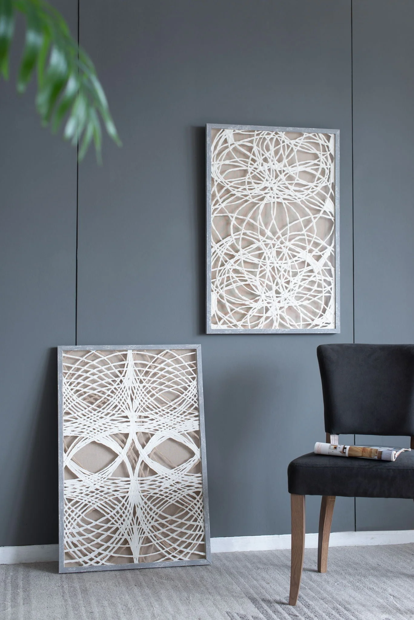 Leaf Shadow Box Wall Decor (Set of 2) - White / Gray - Image 8