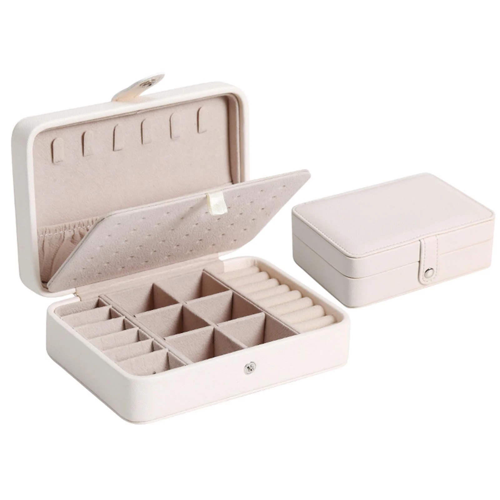 Leather Jewelry Box with Flip Top Compact Travel Organizer 16cm - Image 6