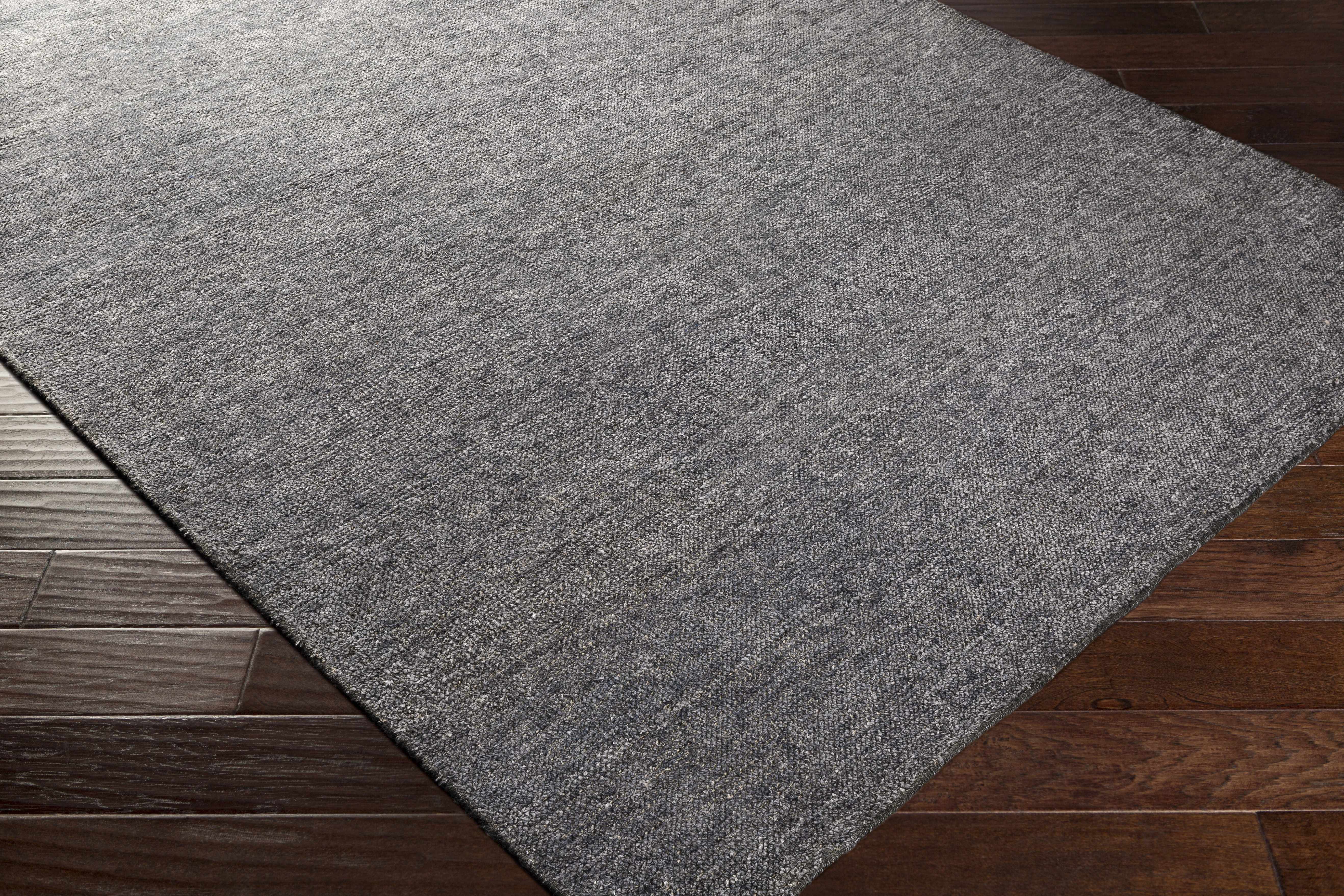 Lecompton Solid Charcoal Viscose Rug - Clearance - Image 2