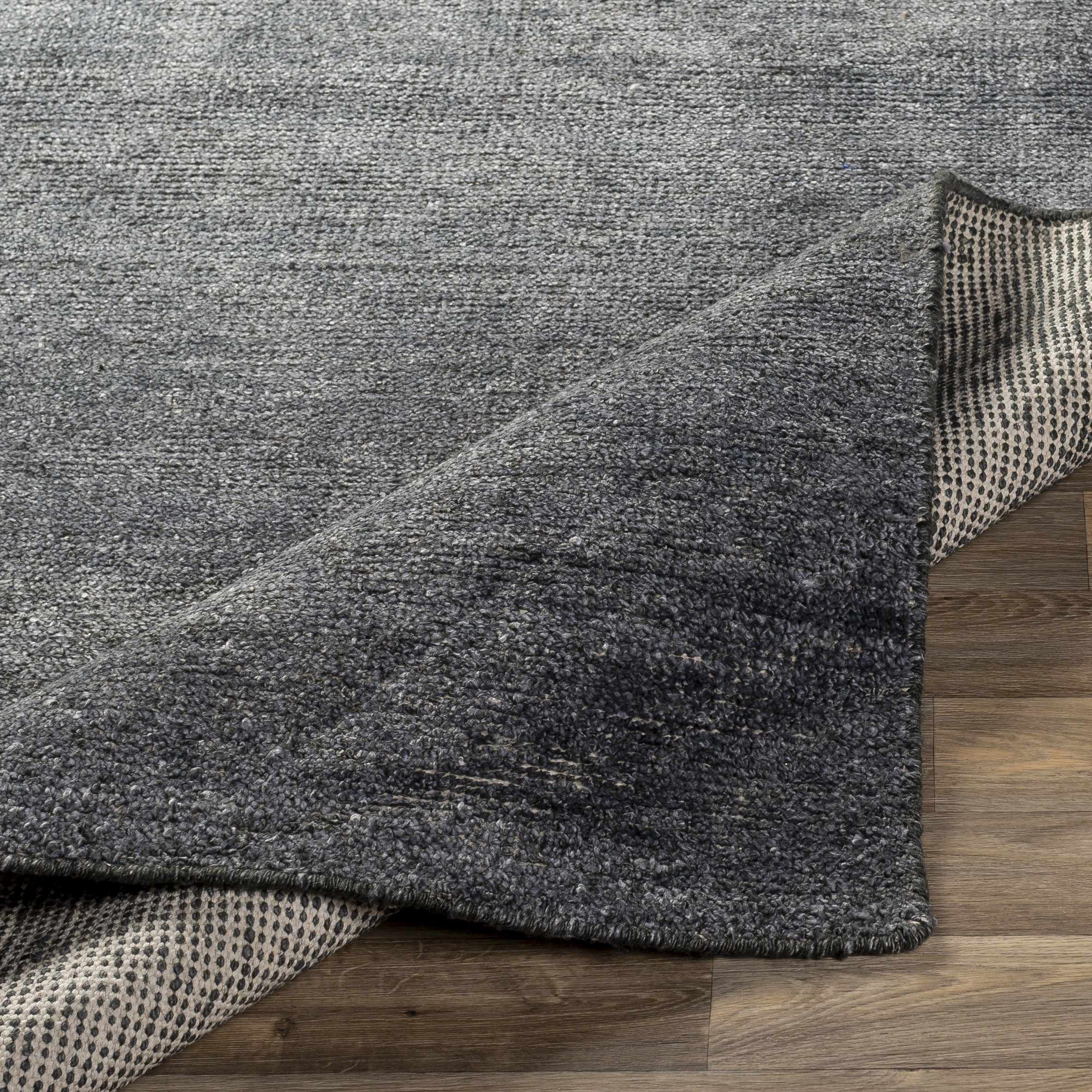 Lecompton Solid Charcoal Viscose Rug - Clearance - Image 4