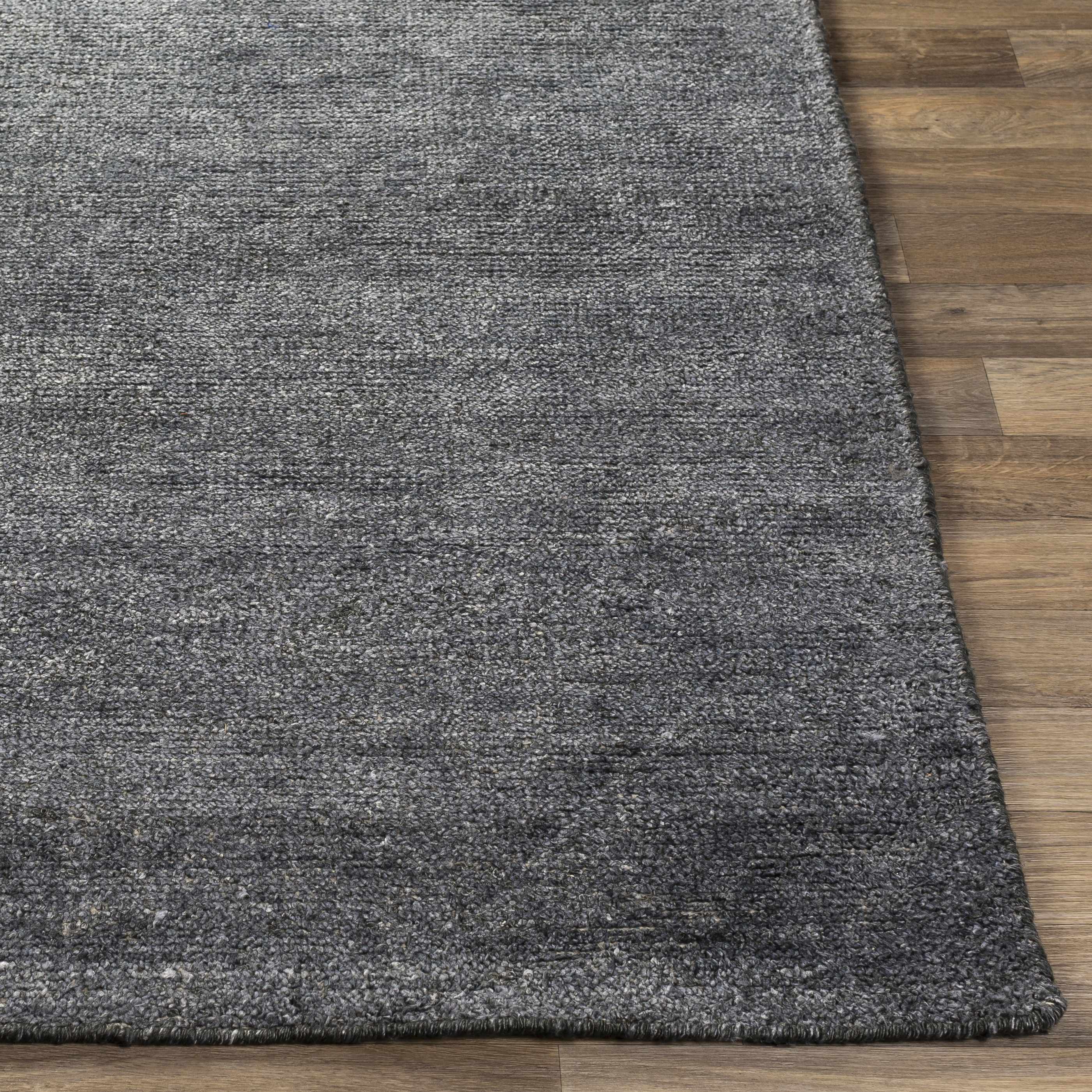 Lecompton Solid Charcoal Viscose Rug - Clearance - Image 6