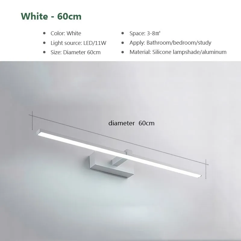 LED Bathroom Mirror Light – Waterproof Wall Lamp for Makeup Vanity in White/Black - Image 13