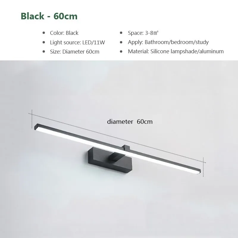 LED Bathroom Mirror Light – Waterproof Wall Lamp for Makeup Vanity in White/Black - Image 14