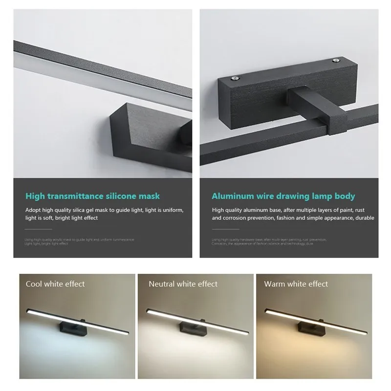 LED Bathroom Mirror Light – Waterproof Wall Lamp for Makeup Vanity in White/Black - Image 4