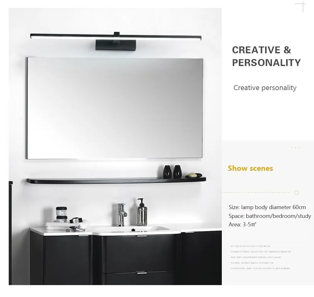 LED Bathroom Mirror Light – Waterproof Wall Lamp for Makeup Vanity in White/Black - Image 9