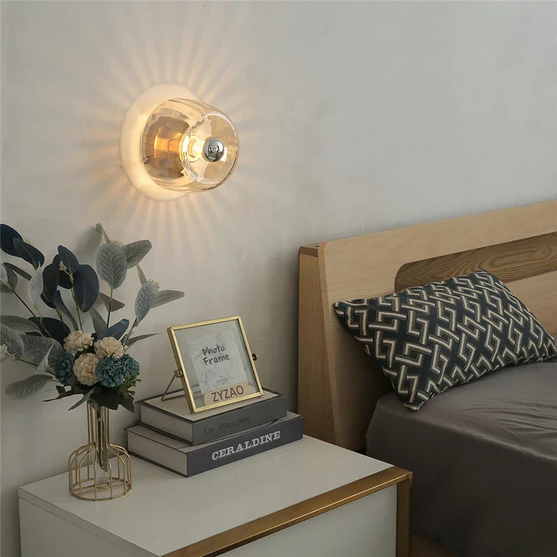 LED Bauhaus Glass Wall Lamp Nordic Retro Modern Living Room Hallway Light - Image 4