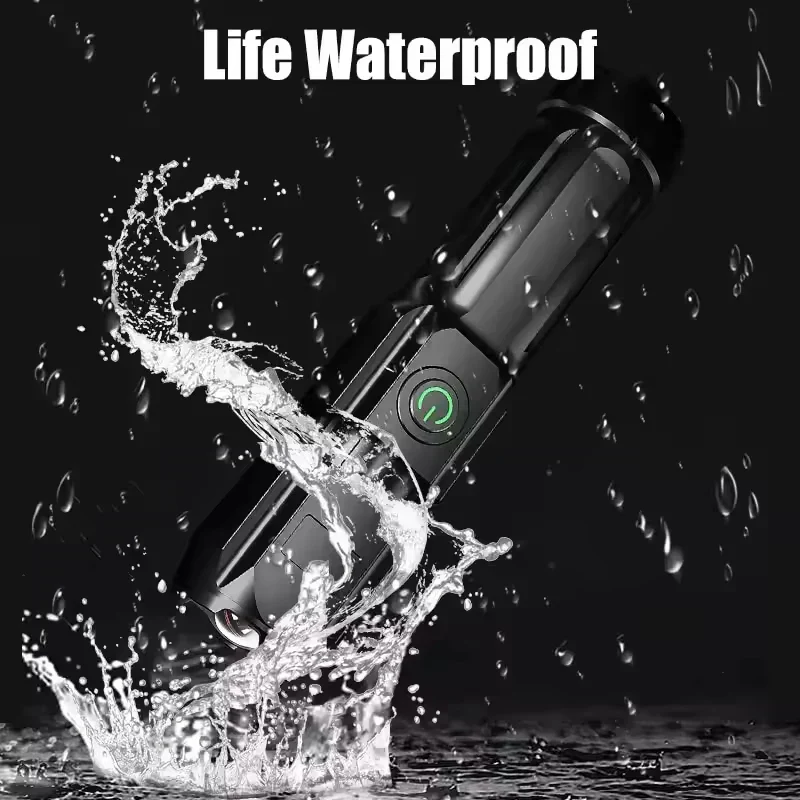 LED Camping Flashlight Rechargeable USB Zoom Spotlight Waterproof Outdoor - Image 6