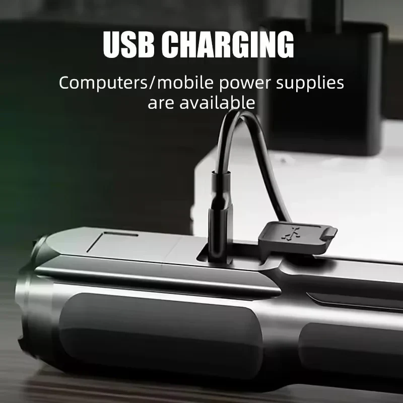 LED Camping Flashlight Rechargeable USB Zoom Spotlight Waterproof Outdoor - Image 7