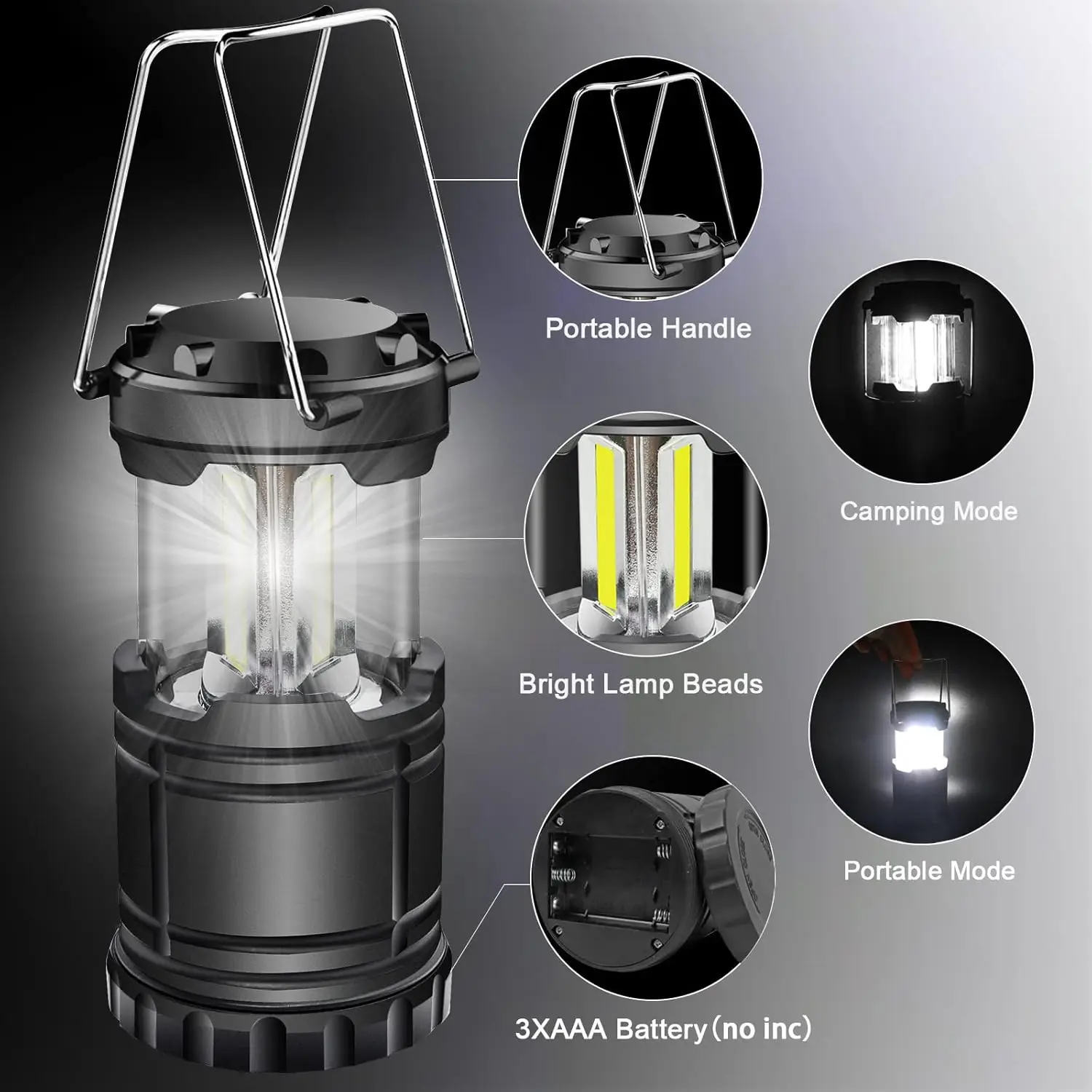 LED Camping Lantern Battery Powered Waterproof Emergency Light for Power Outages - Image 3