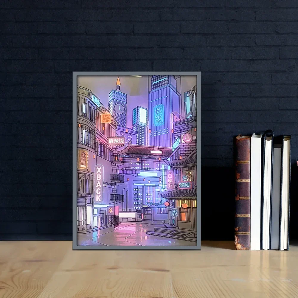 LED Cityscape Night View Light Painting USB Dimmable Wall Art Lamp Home Decor - Image 2