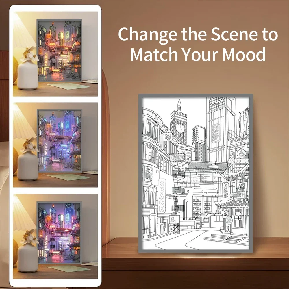 LED Cityscape Night View Light Painting USB Dimmable Wall Art Lamp Home Decor - Image 5
