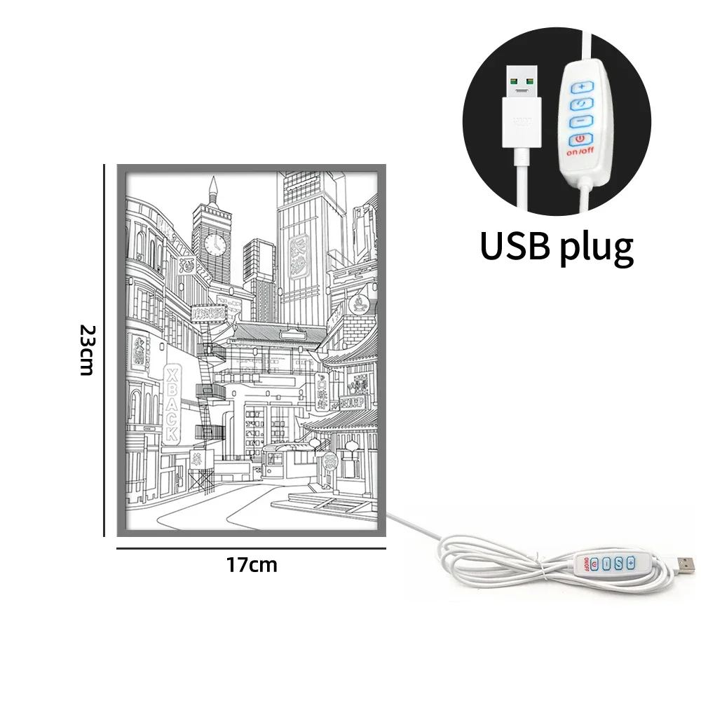 LED Cityscape Night View Light Painting USB Dimmable Wall Art Lamp Home Decor - Image 7