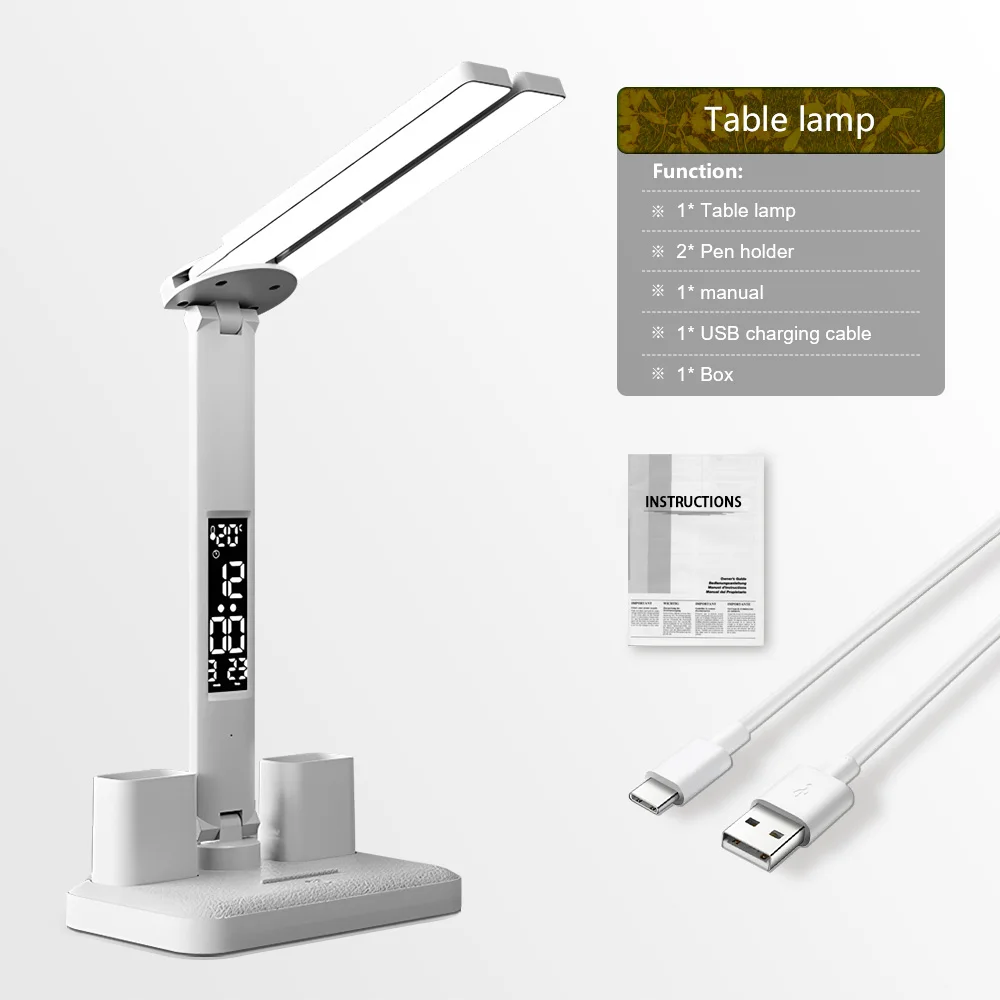 LED Eye Protection Desk Lamp Double Head Rechargeable Dimmable Light for Study - Image 7