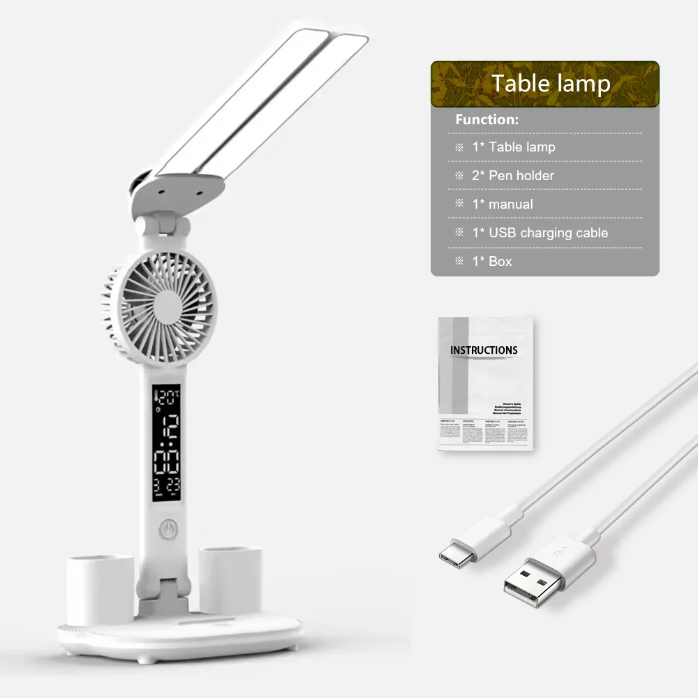 LED Eye Protection Desk Lamp Double Head Rechargeable Dimmable Light for Study - Image 8