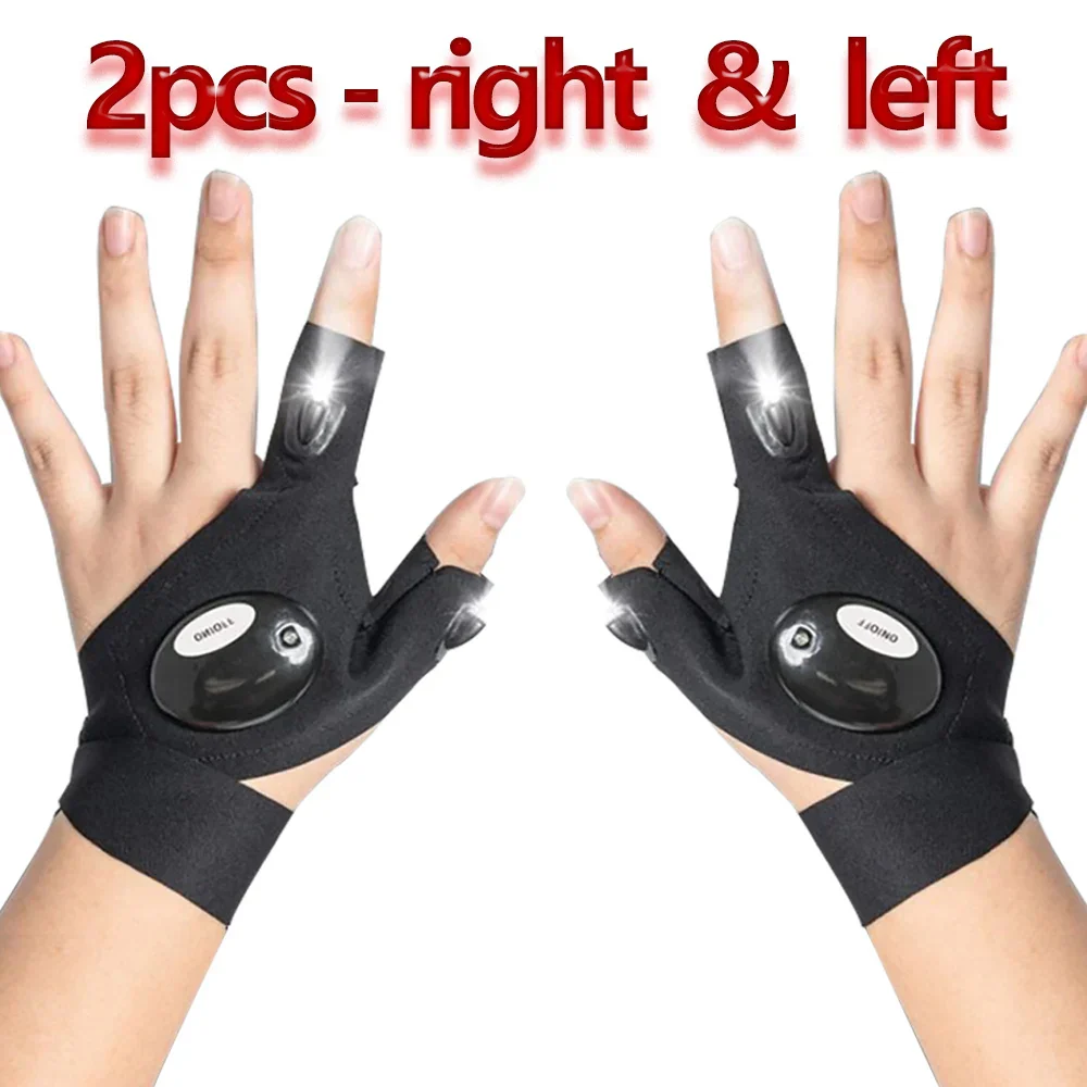 LED Flashlight Running Gloves – Waterproof Fingerless Gloves for Cycling & Hiking - Image 2