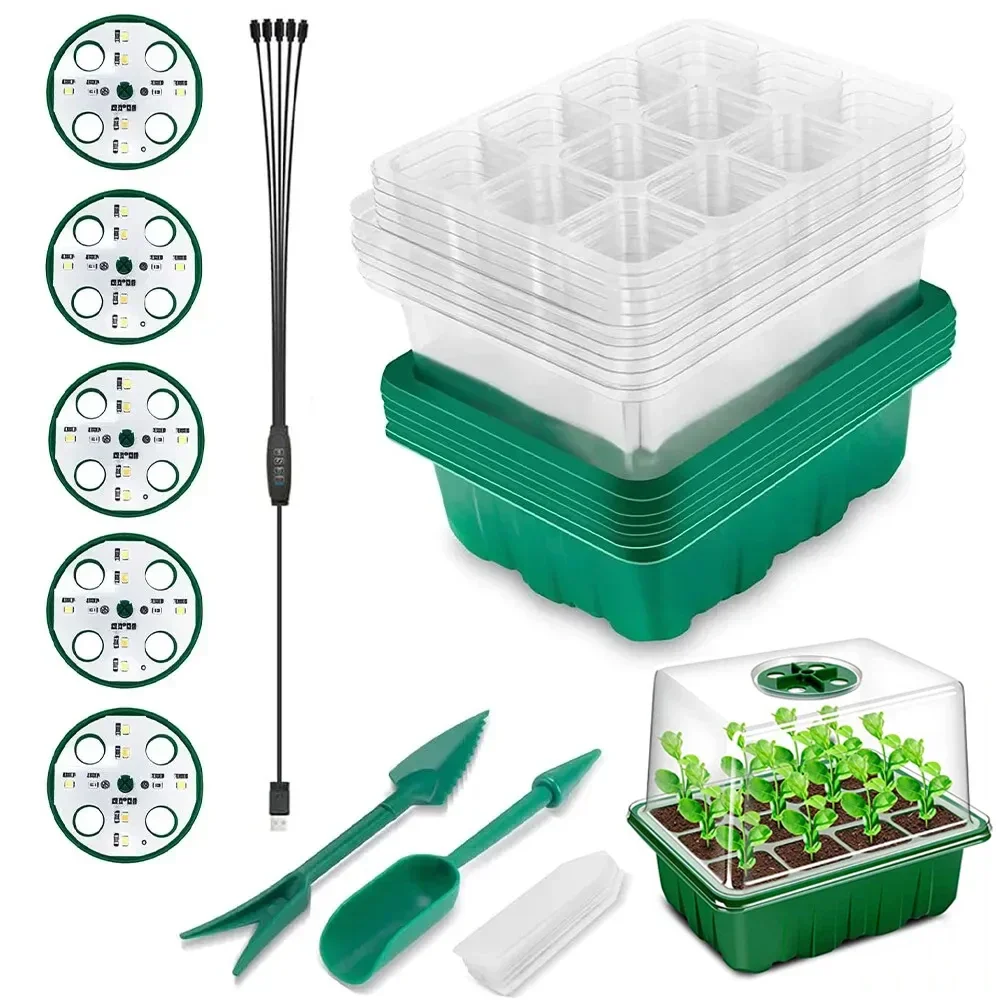 LED Grow Light Seed Starter Kit with Trays Full Spectrum Germination 12 Cell - Image 6