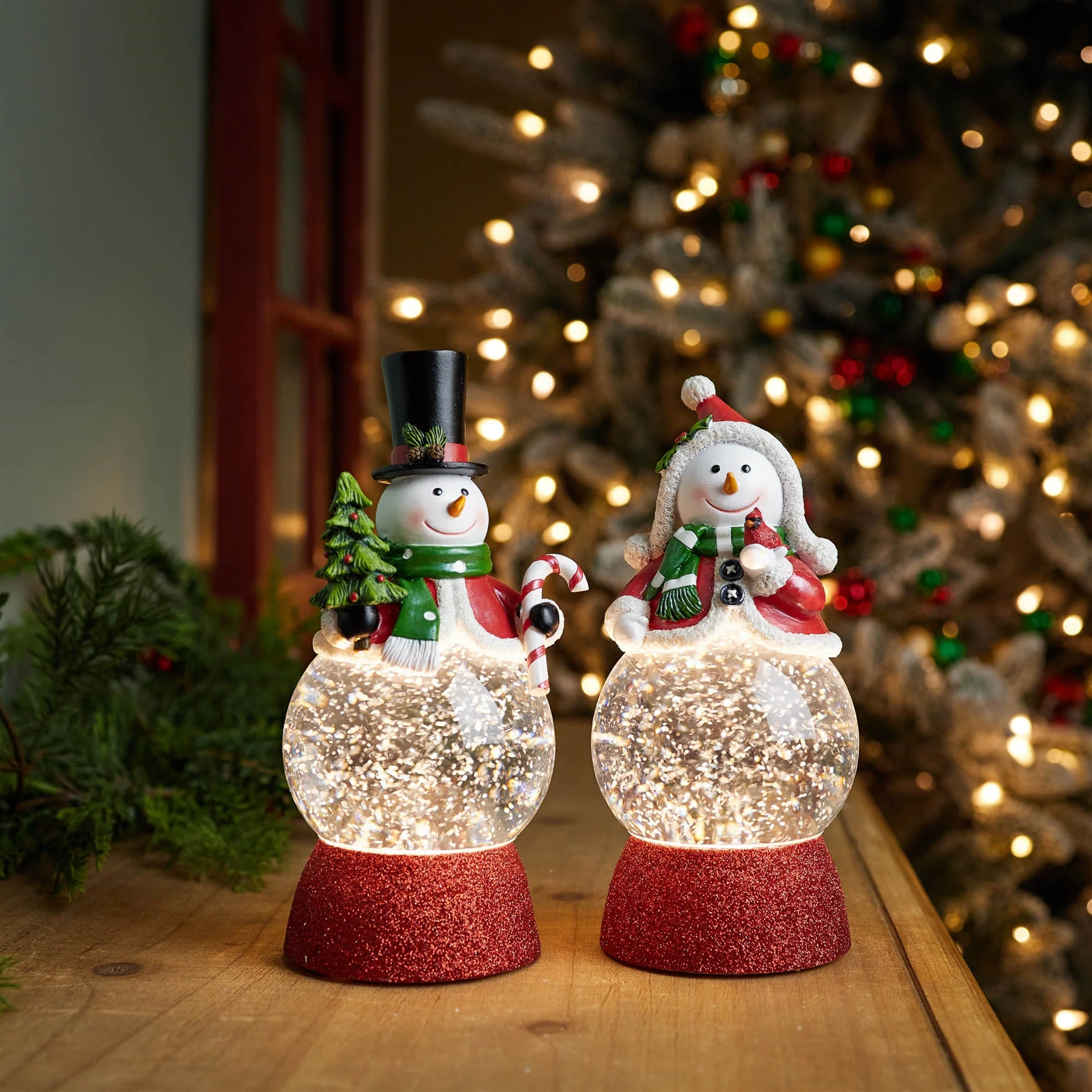 Led holiday snowman snow globe (set of 2) - Image 2