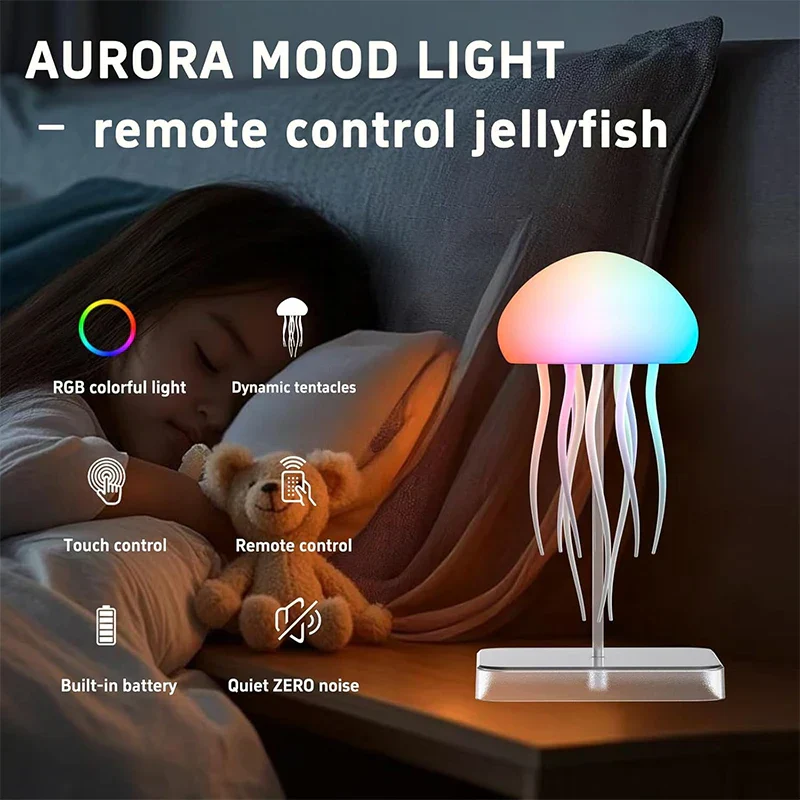 LED Jellyfish Lamp 9 Tentacles Color Changing Remote Night Light Ultra Battery - Image 2