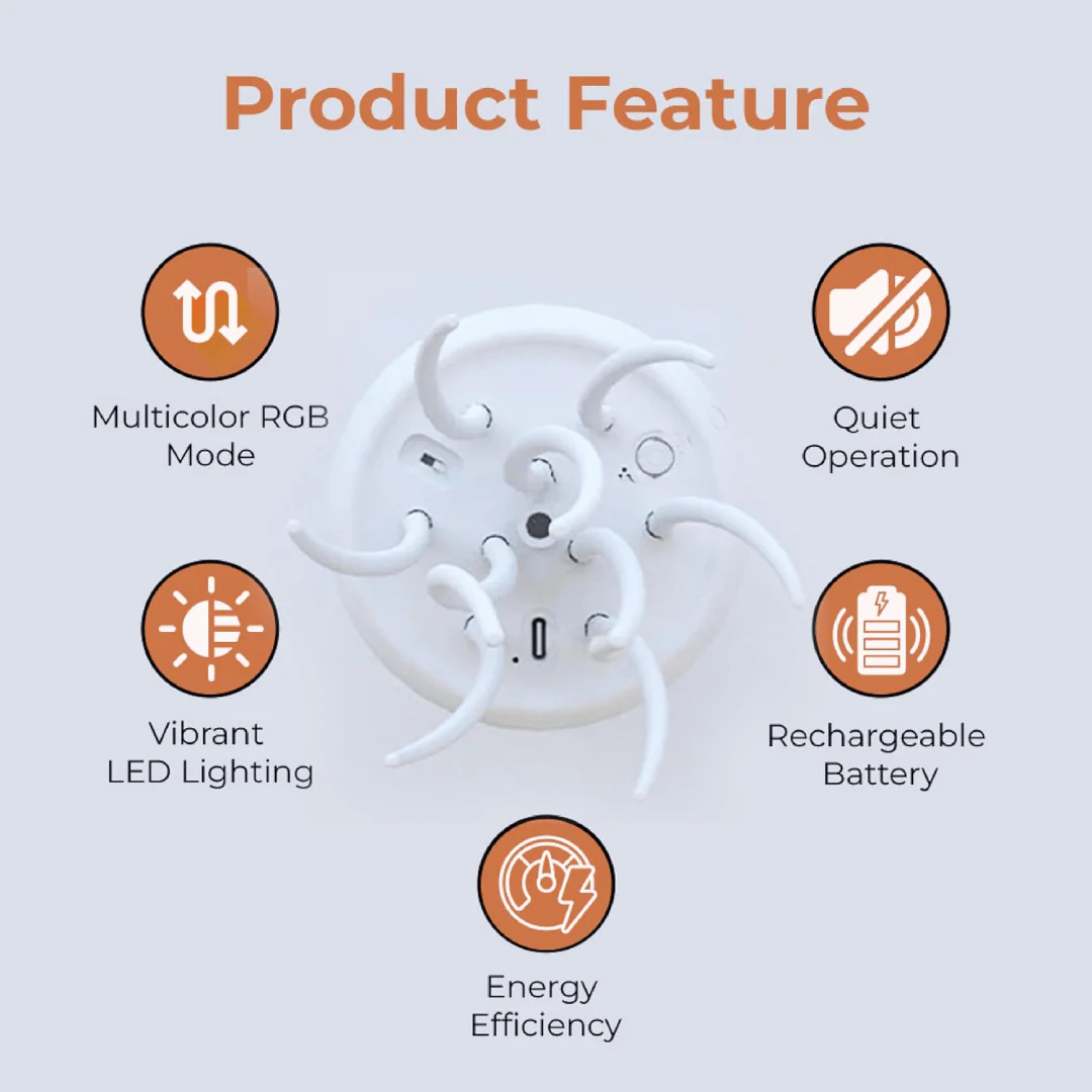 LED Jellyfish Lamp RGB Color Changing Mood Light with Voice Control - Image 4