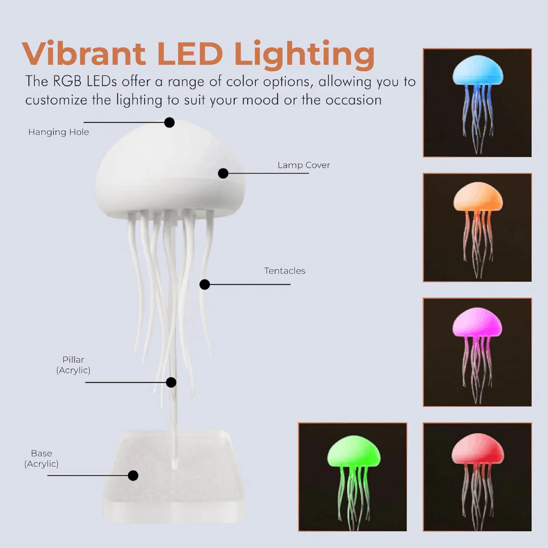 LED Jellyfish Lamp RGB Color Changing Mood Light with Voice Control - Image 5