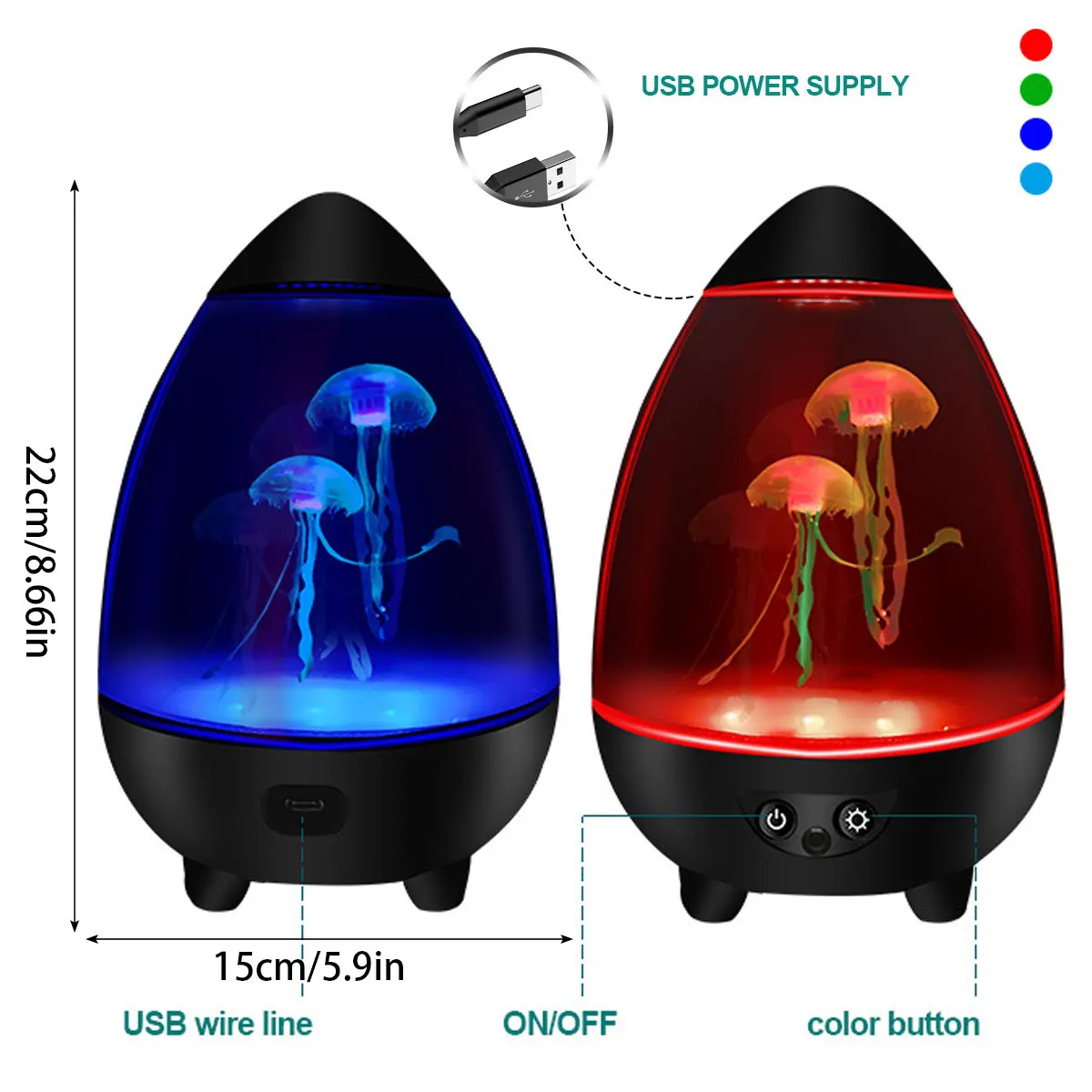 LED Jellyfish Lamp RGB Mood Light USB Night Light with Remote Aquarium Desk Decor - Image 2