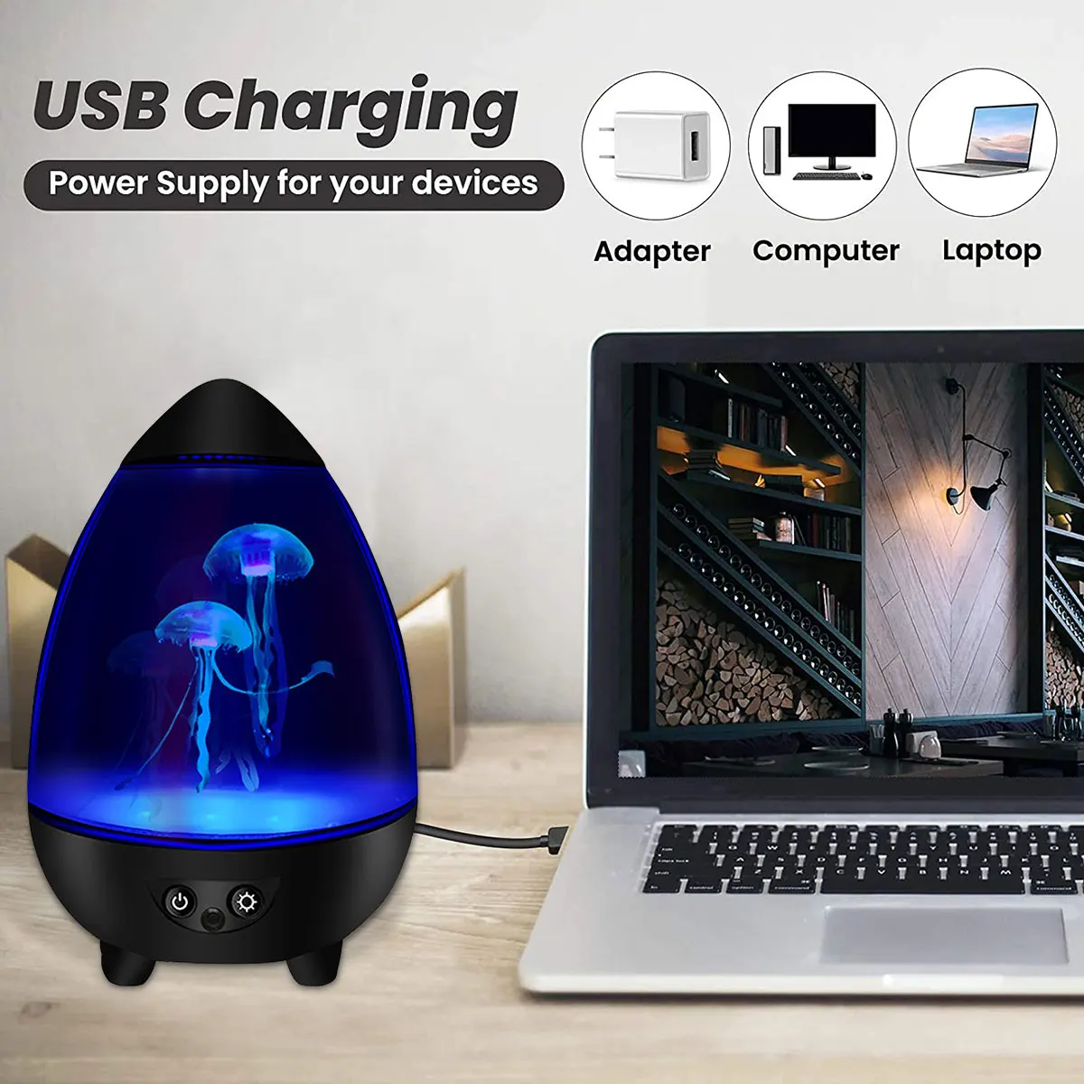 LED Jellyfish Lamp RGB Mood Light USB Night Light with Remote Aquarium Desk Decor - Image 3