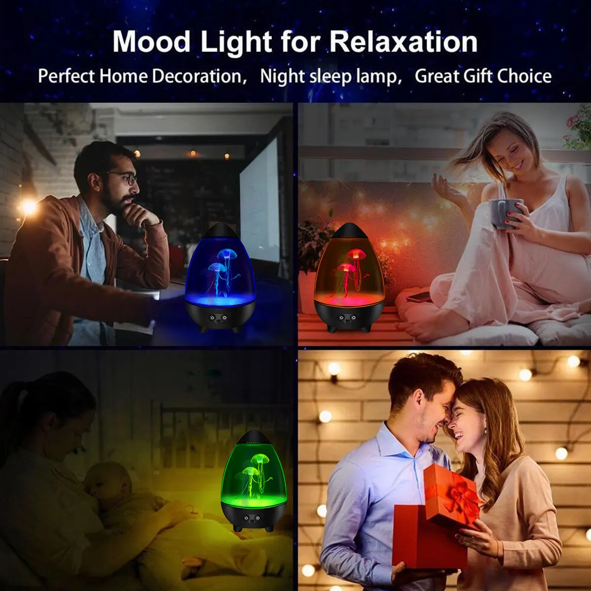 LED Jellyfish Lamp RGB Mood Light USB Night Light with Remote Aquarium Desk Decor - Image 4