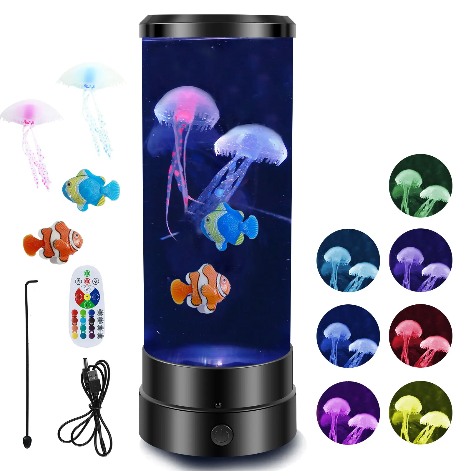 LED Jellyfish Lamp RGB Mood Light USB Night Light with Remote Aquarium Desk Decor - Image 7